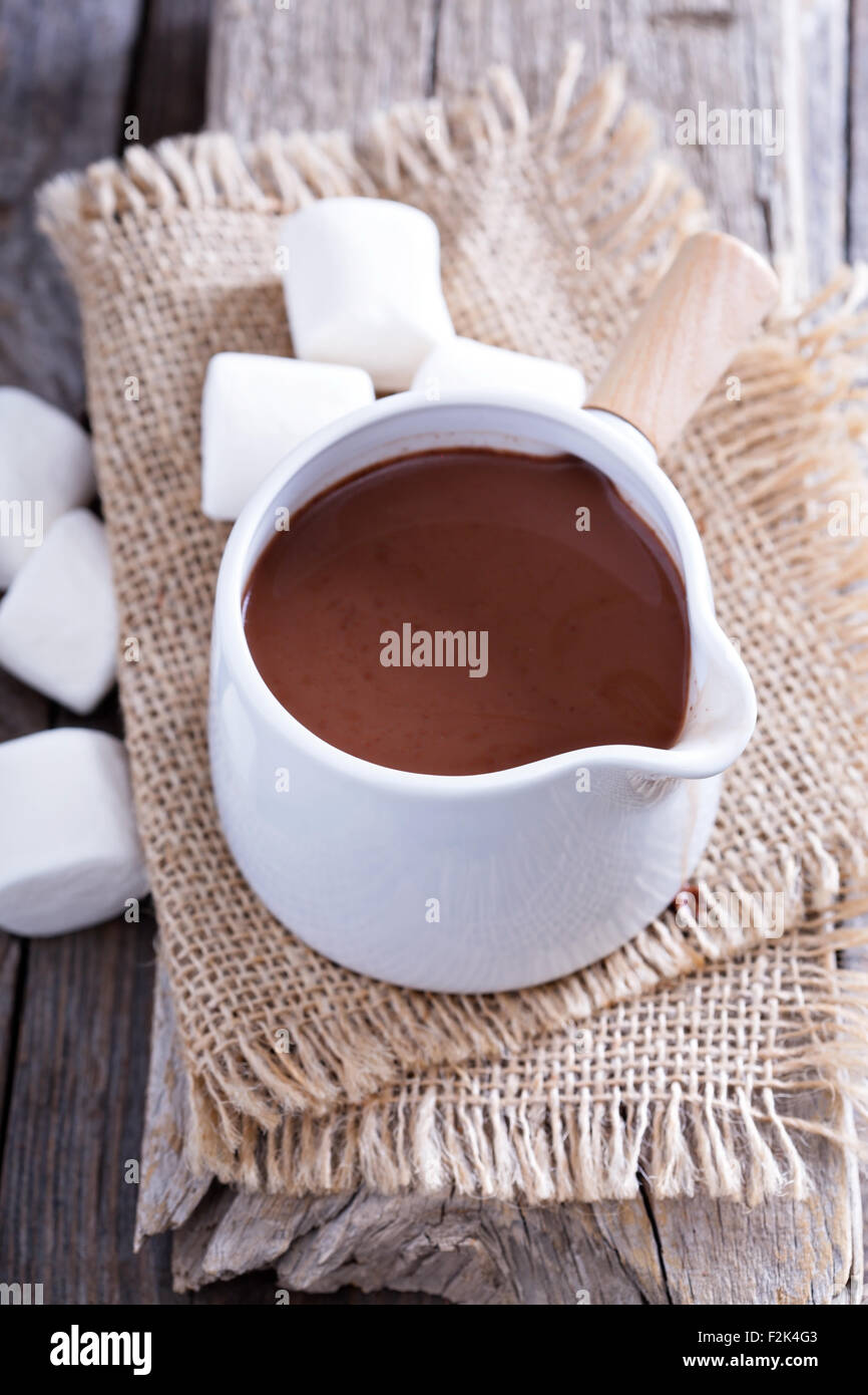 Hot Chocolate In A Small Ceramic Pot Stock Photo Alamy