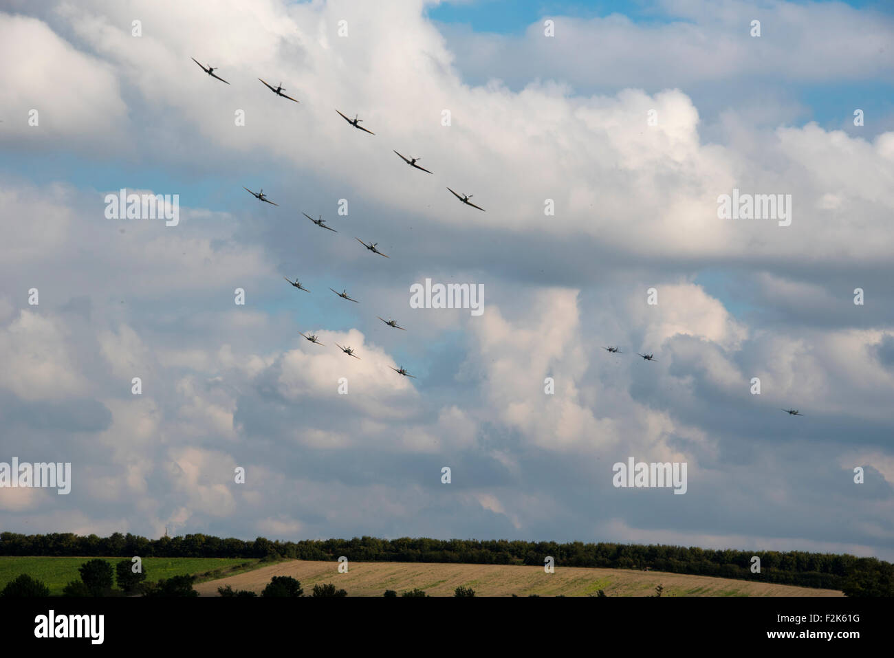 Duxford, UK. 20th Sep, 2015. Spitfire at the Duxford Battle of Britain airshow, Sunday 20th Sept 2015. Credit:  - Stock Image