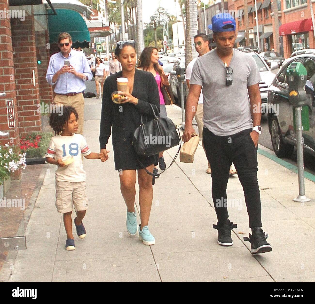 Cory Hardrict and Tia Mowry take their son shopping in Beverly Hills