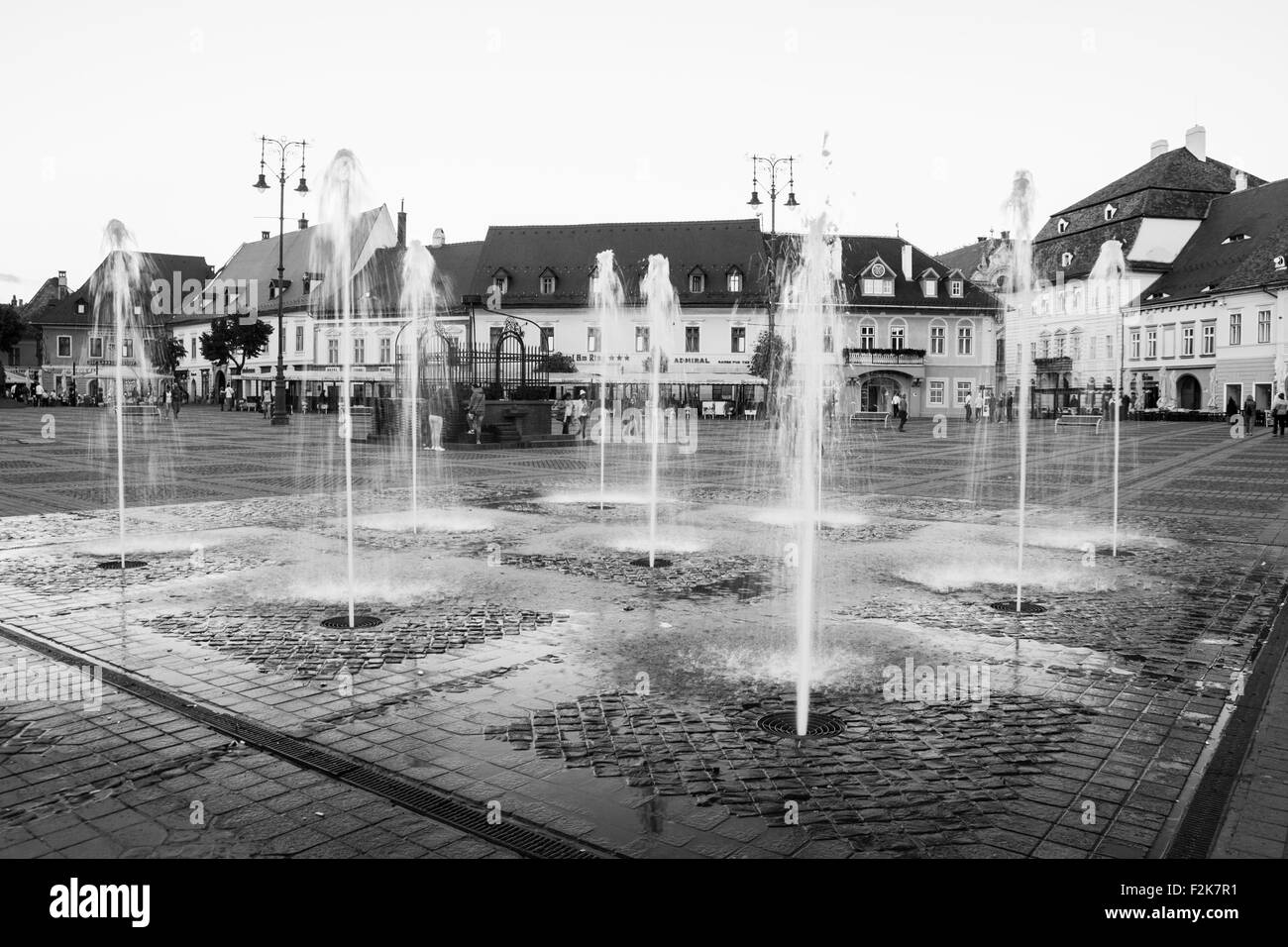 SIBIU - SEPTEMBER 09: Image of the Grand Square in Sibiu (Piața Mare din Sibiu, Großer Ring), designated the European Capital of Stock Photo