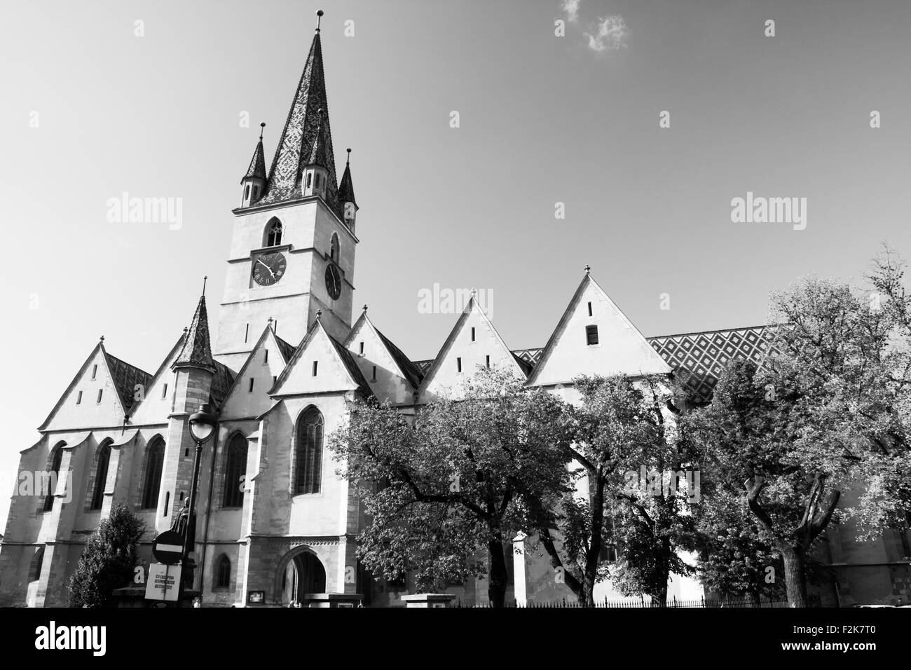 SIBIU - SEPTEMBER 09: Evangelical Cathedral in the center of Sibiu, city designated the European Capital of Culture for the year Stock Photo