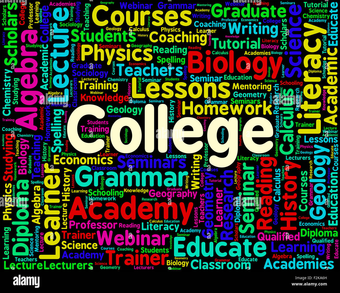 College Word Representing Educational Establishment And Text Stock Photo