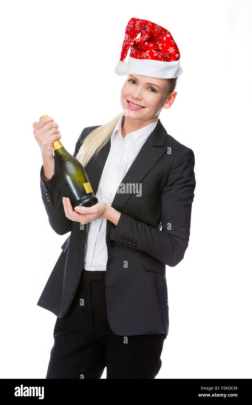 female manager who celebrates Christmas Stock Photo
