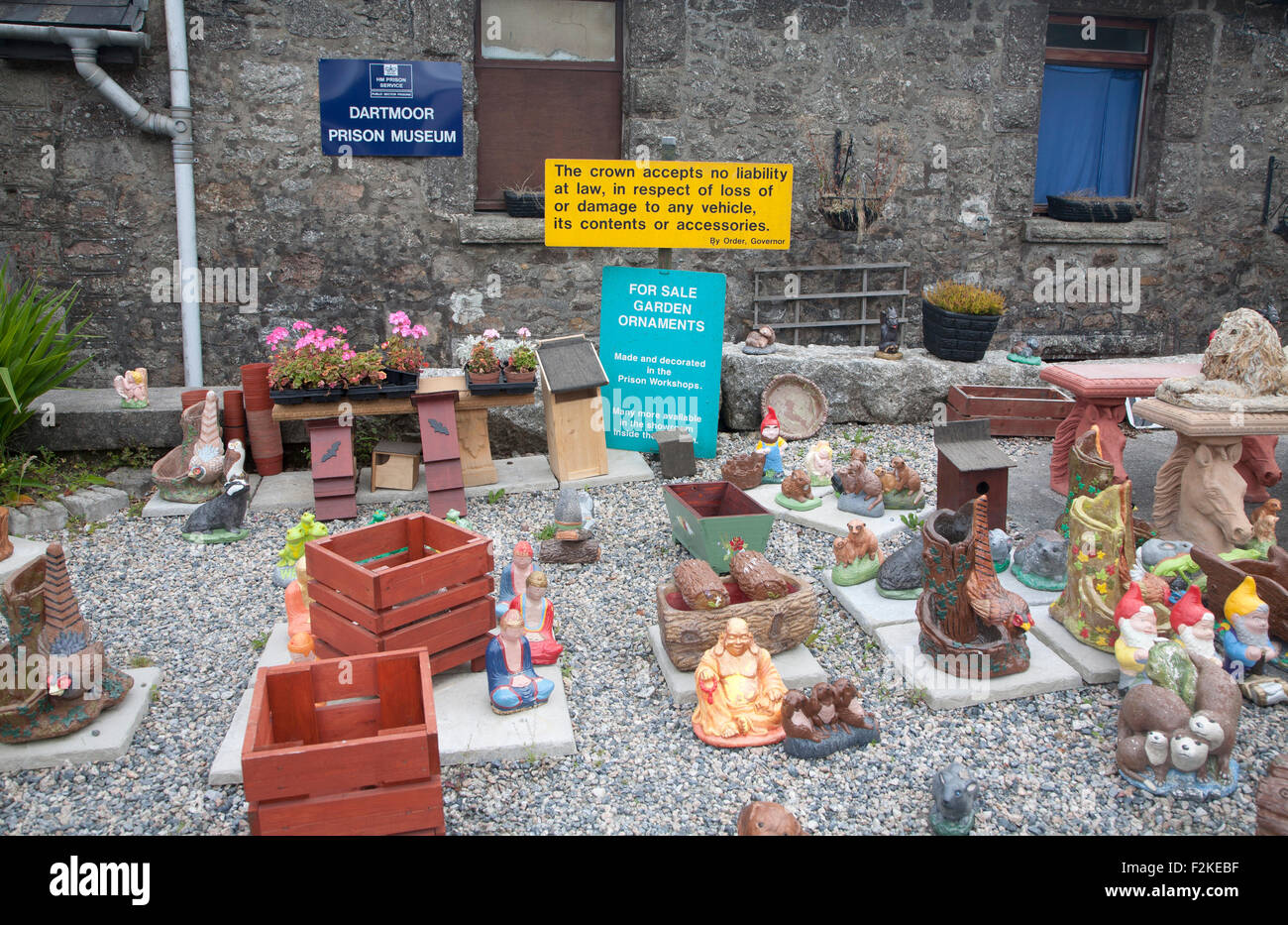 Garden ornaments made by prisoners, Dartmoor prison museum, Princetown