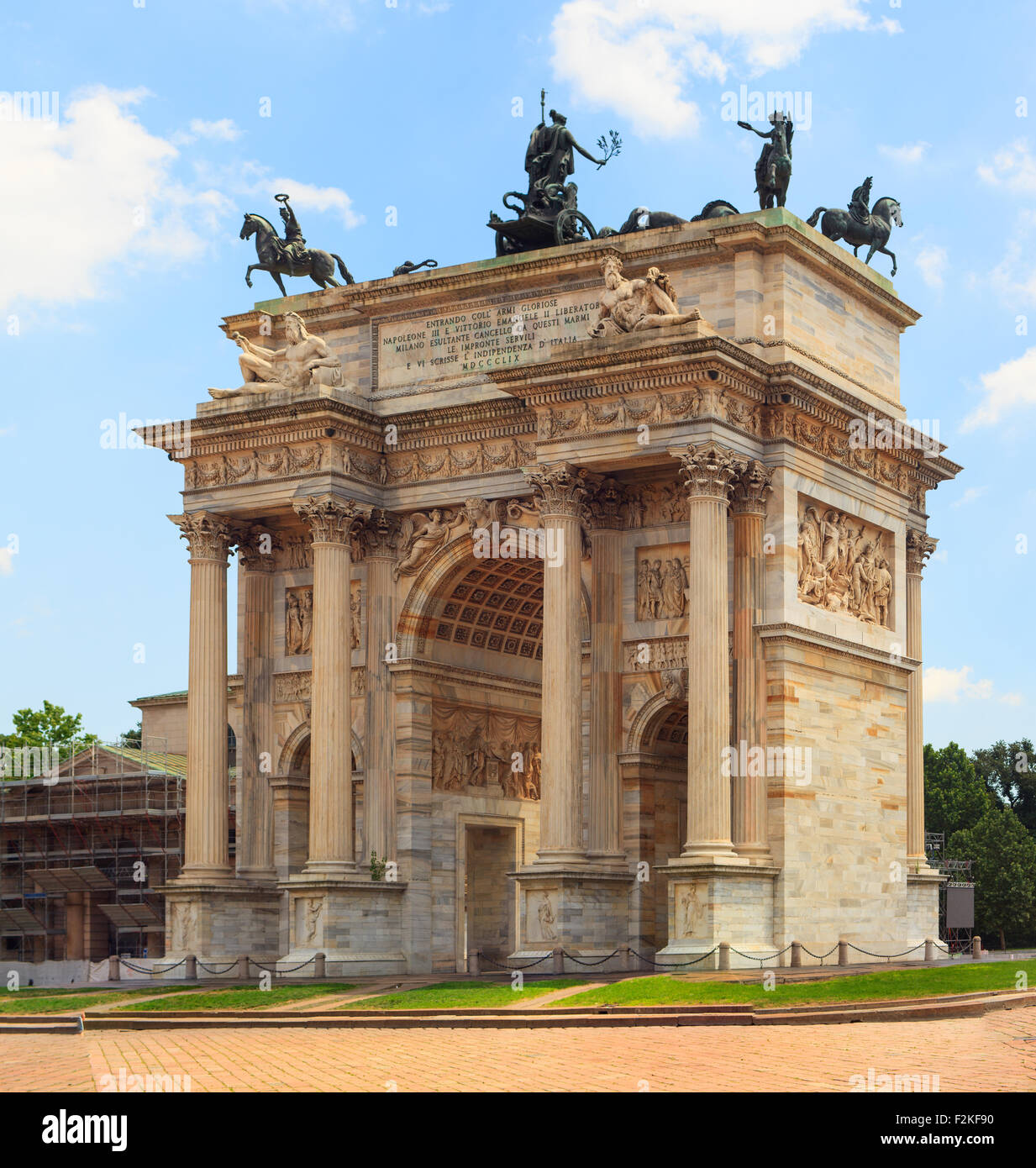 View of the Arco della Pace, triumphal arch in Milan, taly Stock Photo