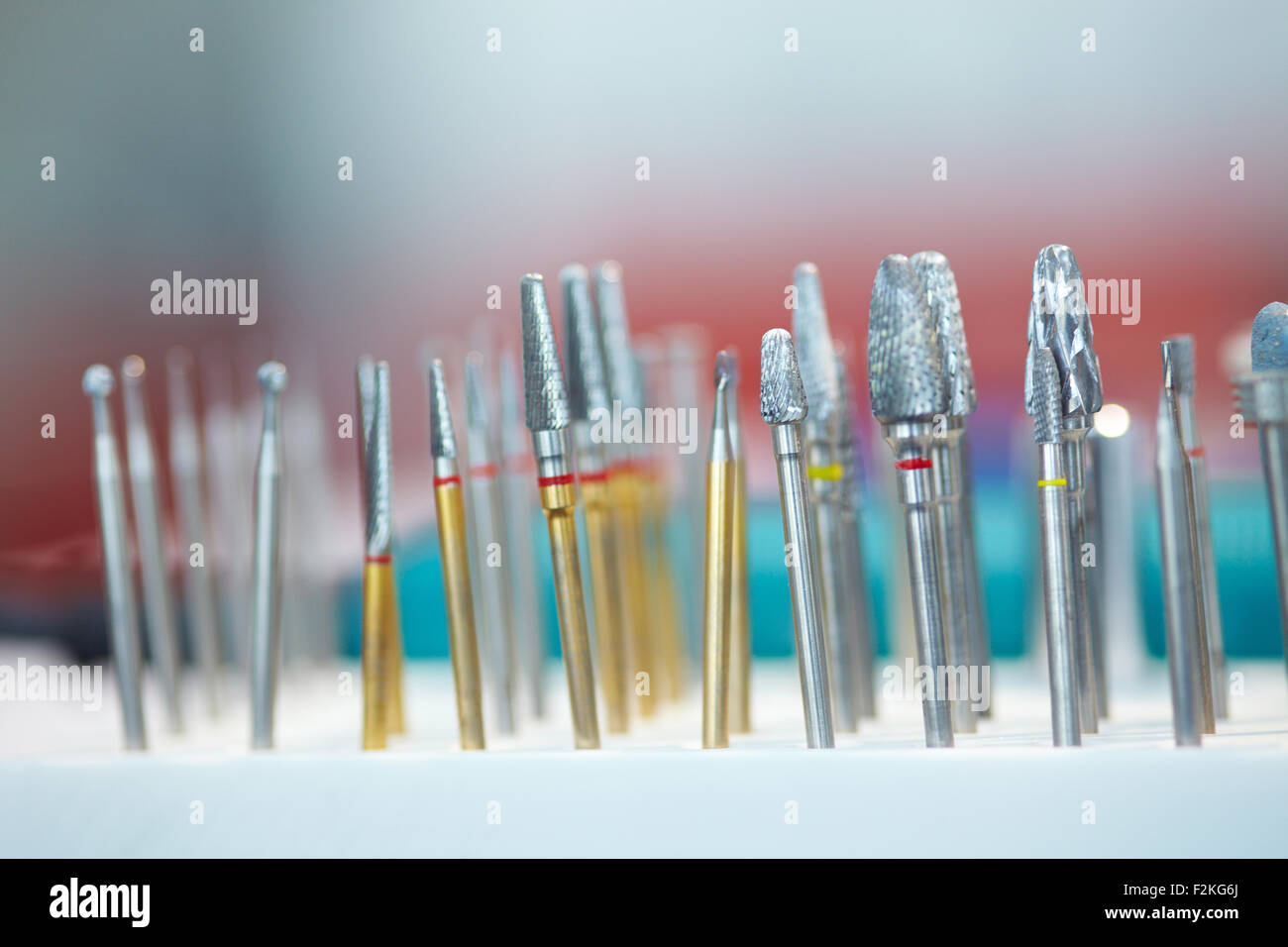 Burs and polishers and drills in a dental lab Stock Photo