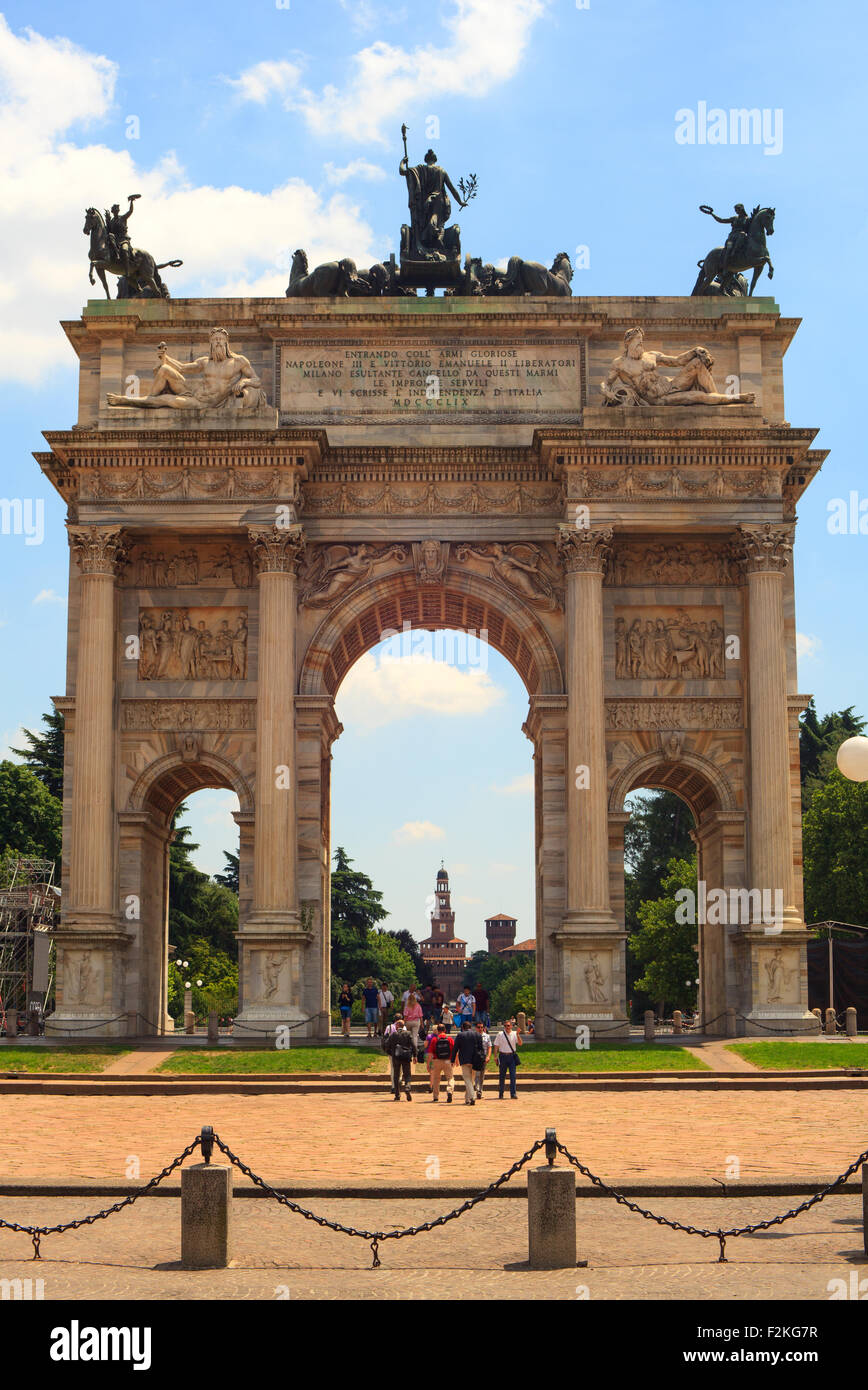 View of the Arco della Pace, triumphal arch in Milan, taly Stock Photo