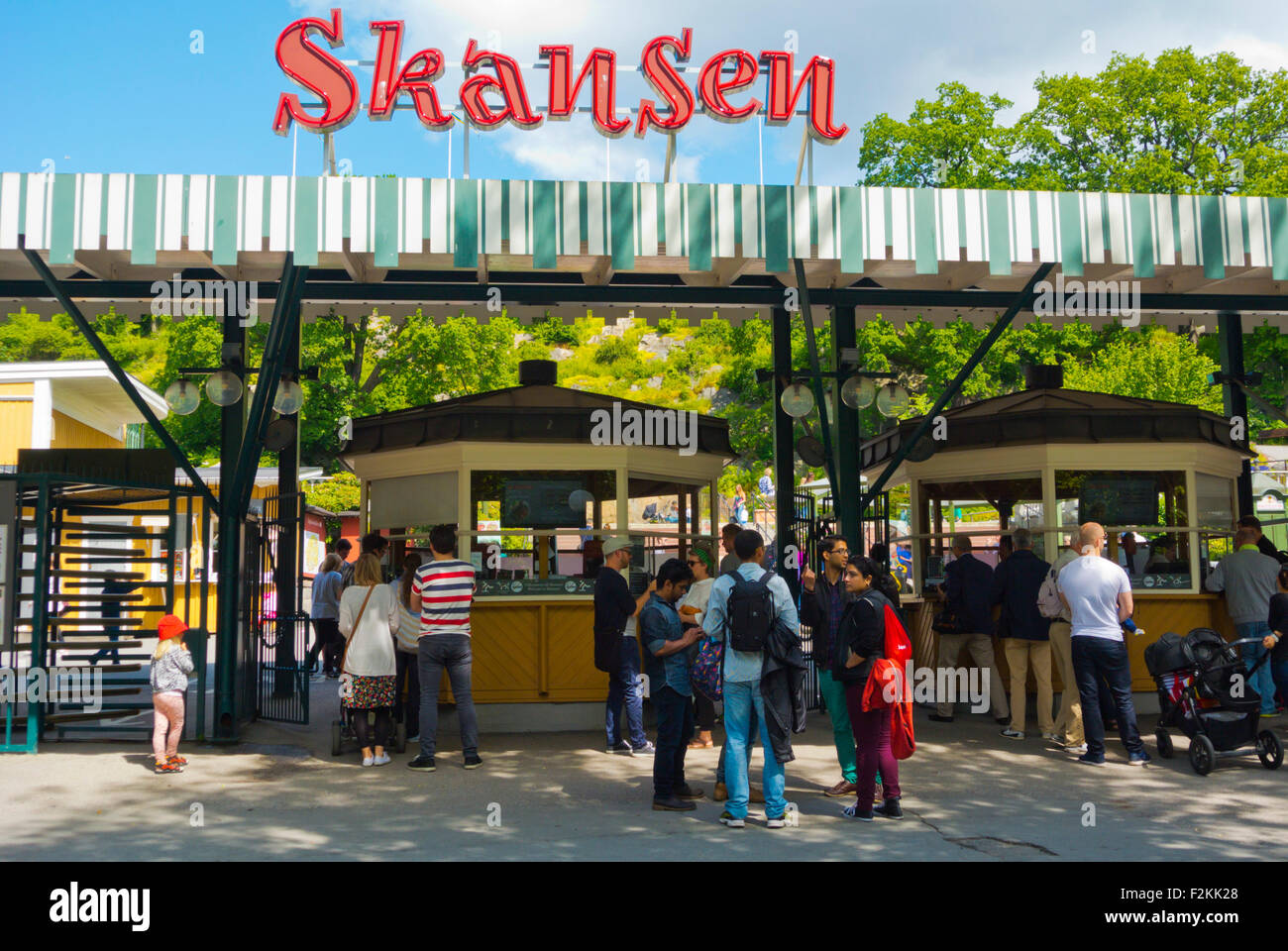 Ticket booths, Skansen, Djurgården island, Stockholm, Sweden Stock