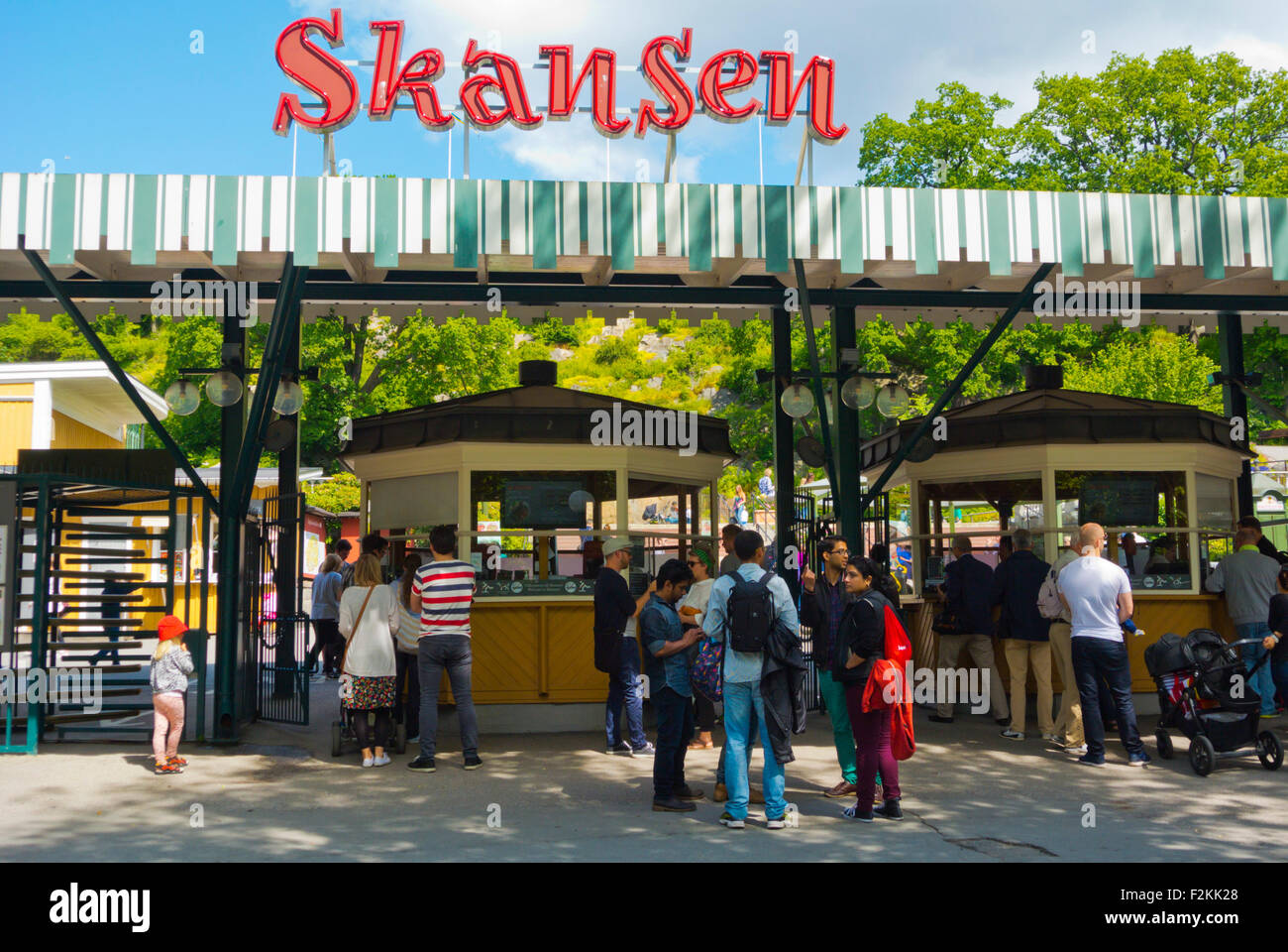 Ticket booths, Skansen, Djurgården island, Stockholm, Sweden Stock Photo