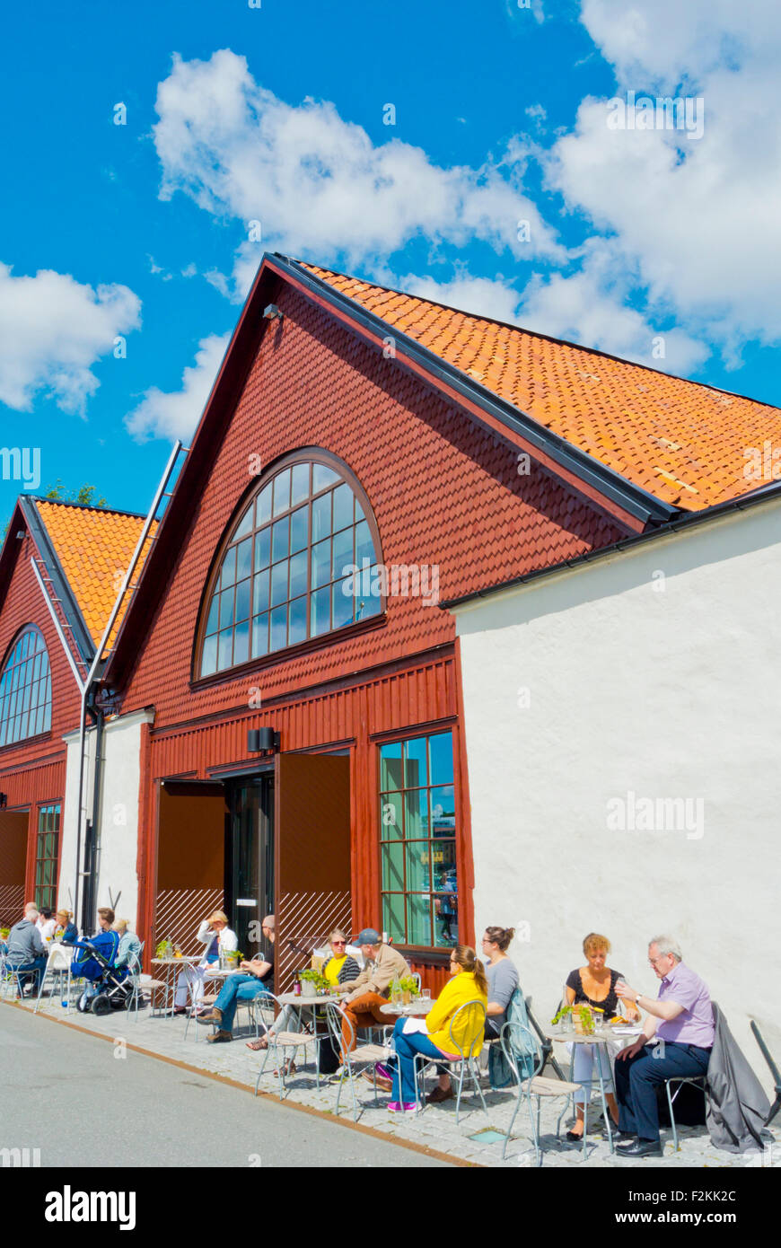 Cafe terrace, Spritmuseum, alcohol museum, Djurgården island, Stockholm, Sweden Stock Photo
