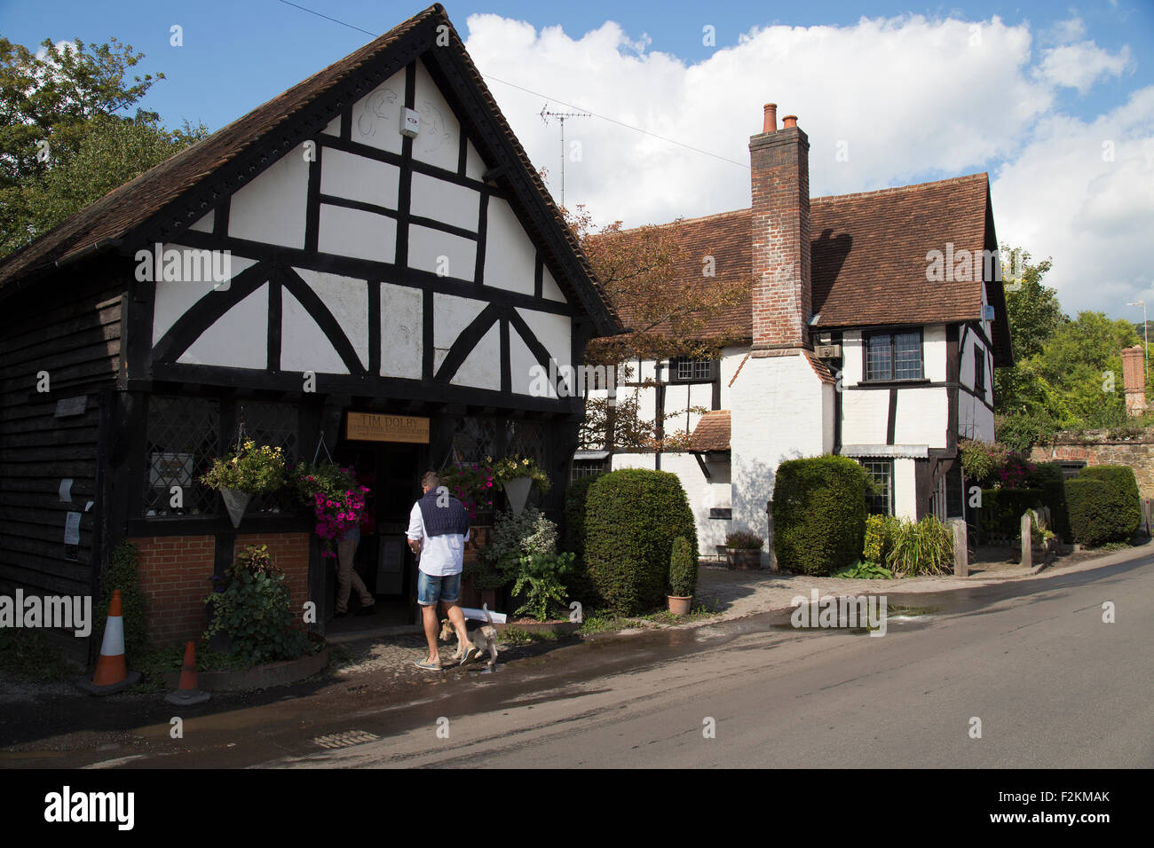 High street in the medieval village of Shere near Guldford Surrey Stock
