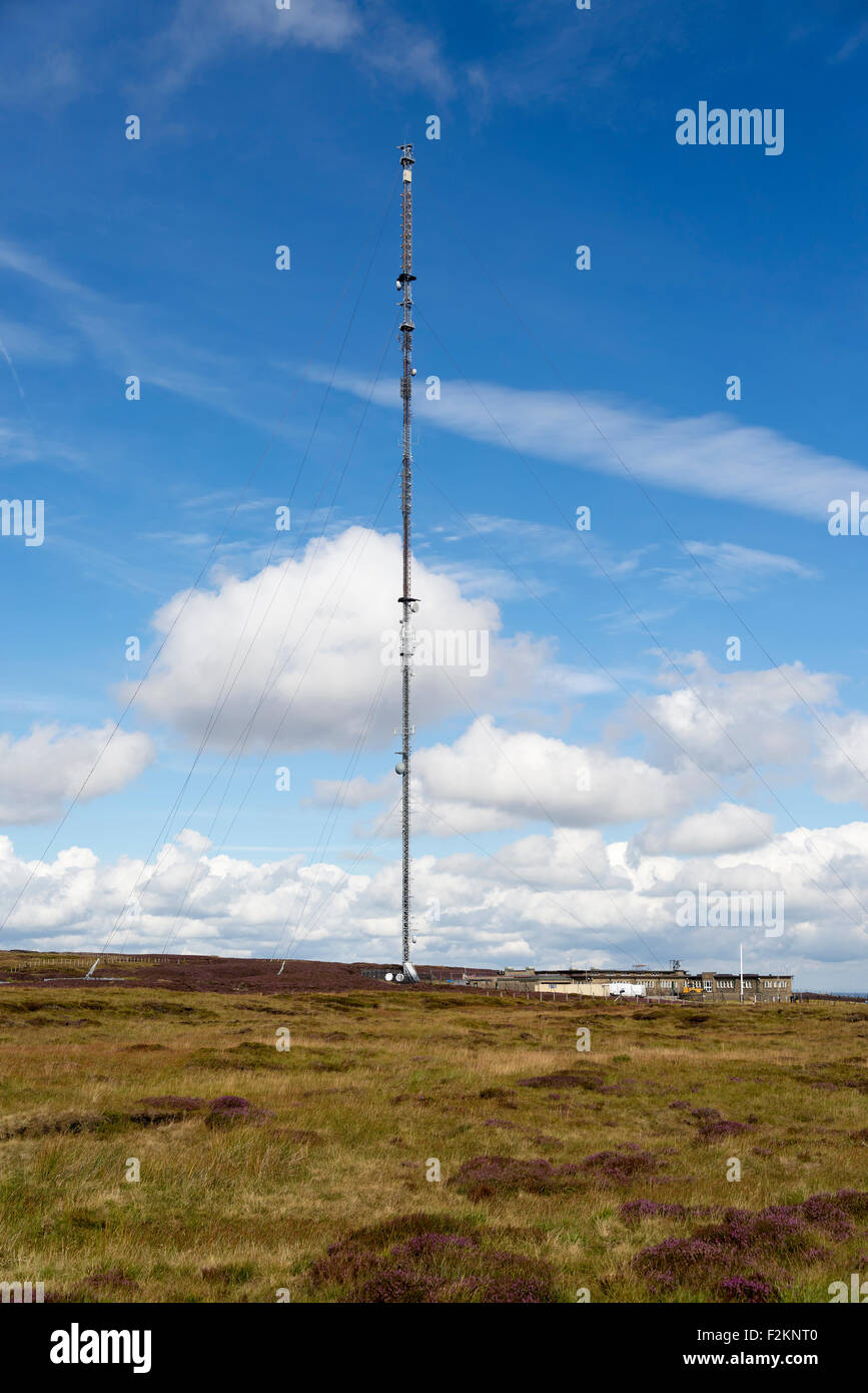 The Holme Moss television transmitter aerial at Holme Moss known as the big tower in West Yorkshire the pennines. North West Eng Stock Photo