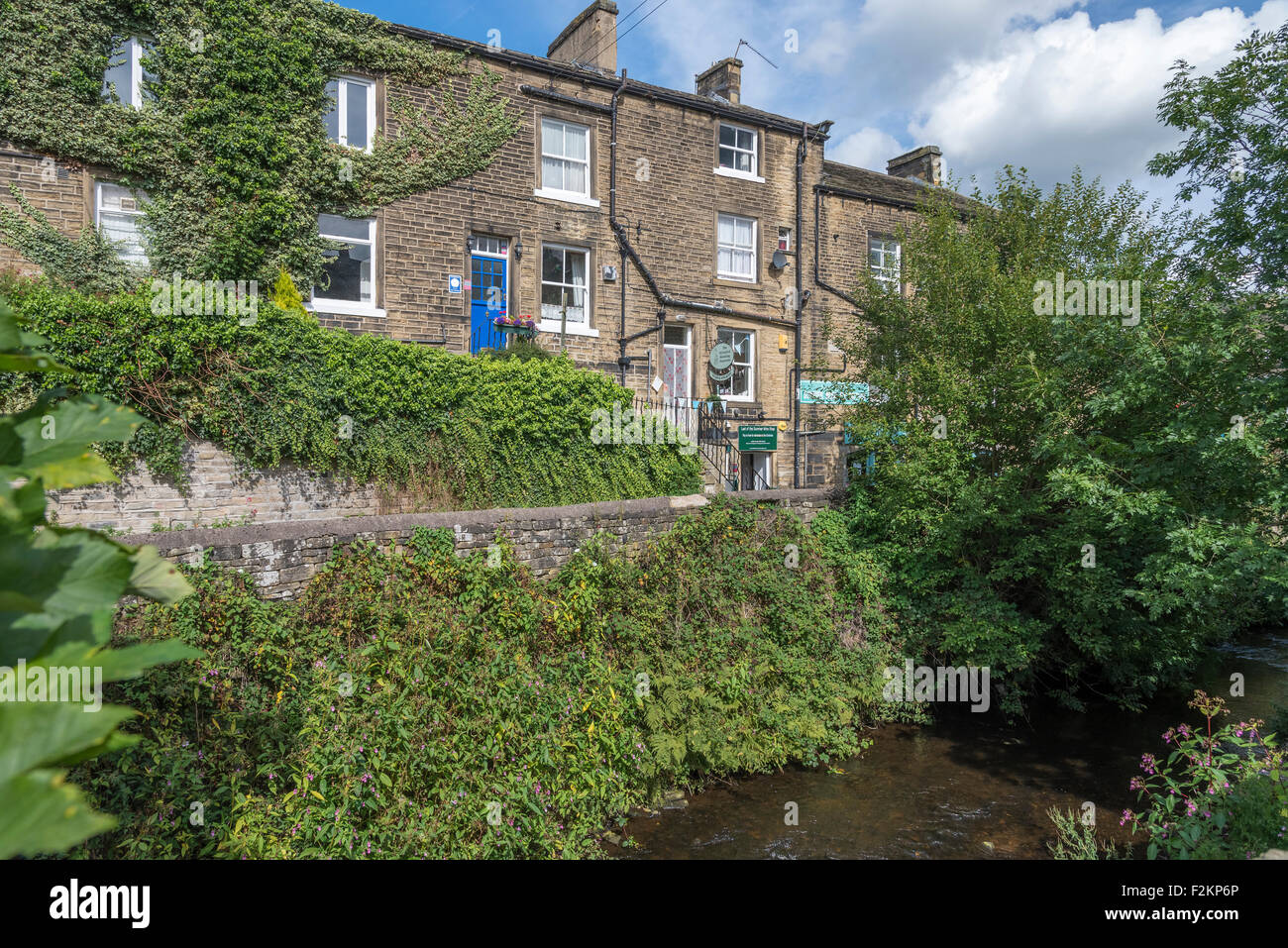 The famous Nora Baty's and Compo's houses from the tv series Last of the Summer Wine at Holmfirth in West Yorkshire. North West  Stock Photo