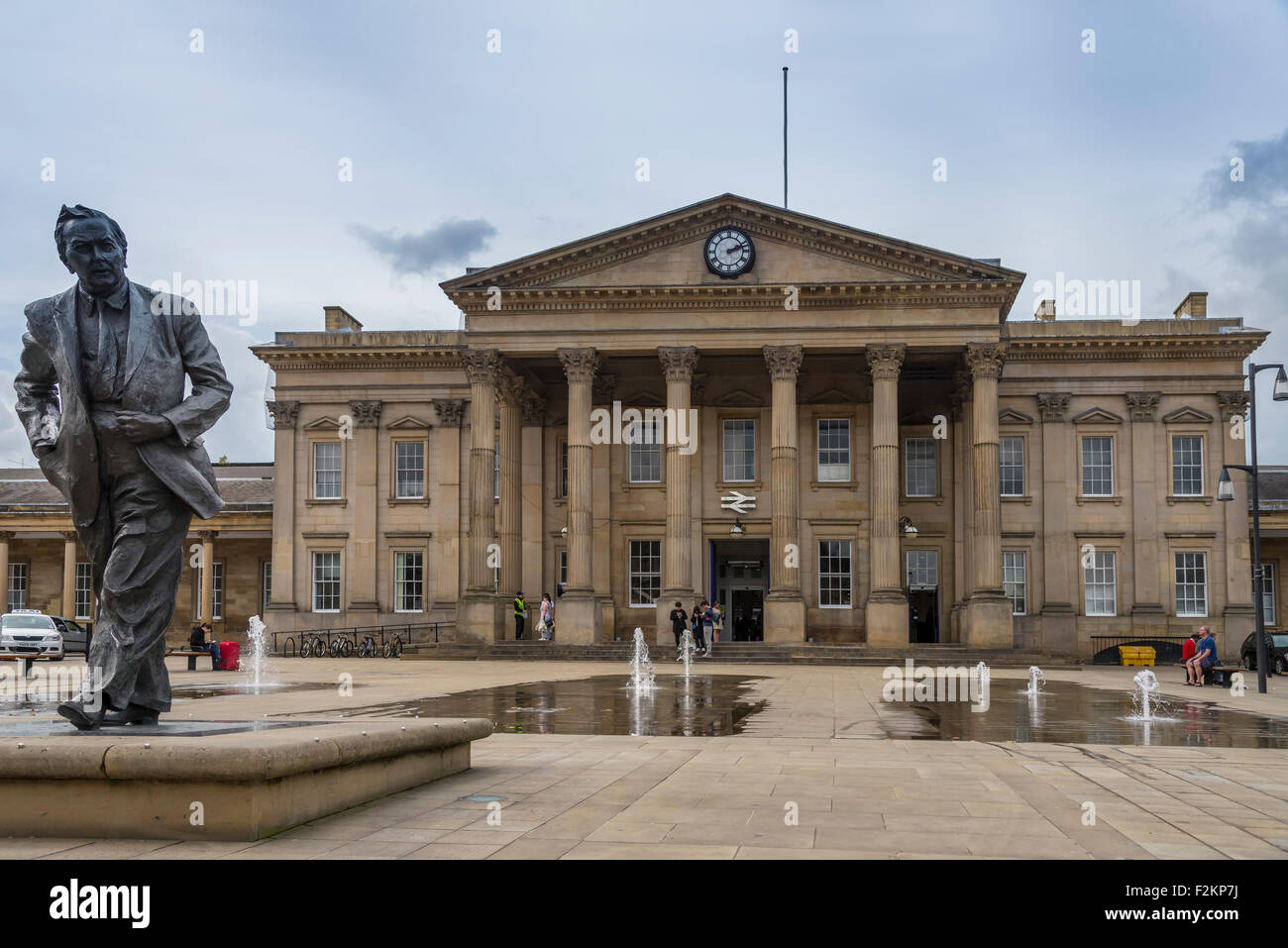 The statue of former Prime Minister Harold Wilson outside Huddersfield