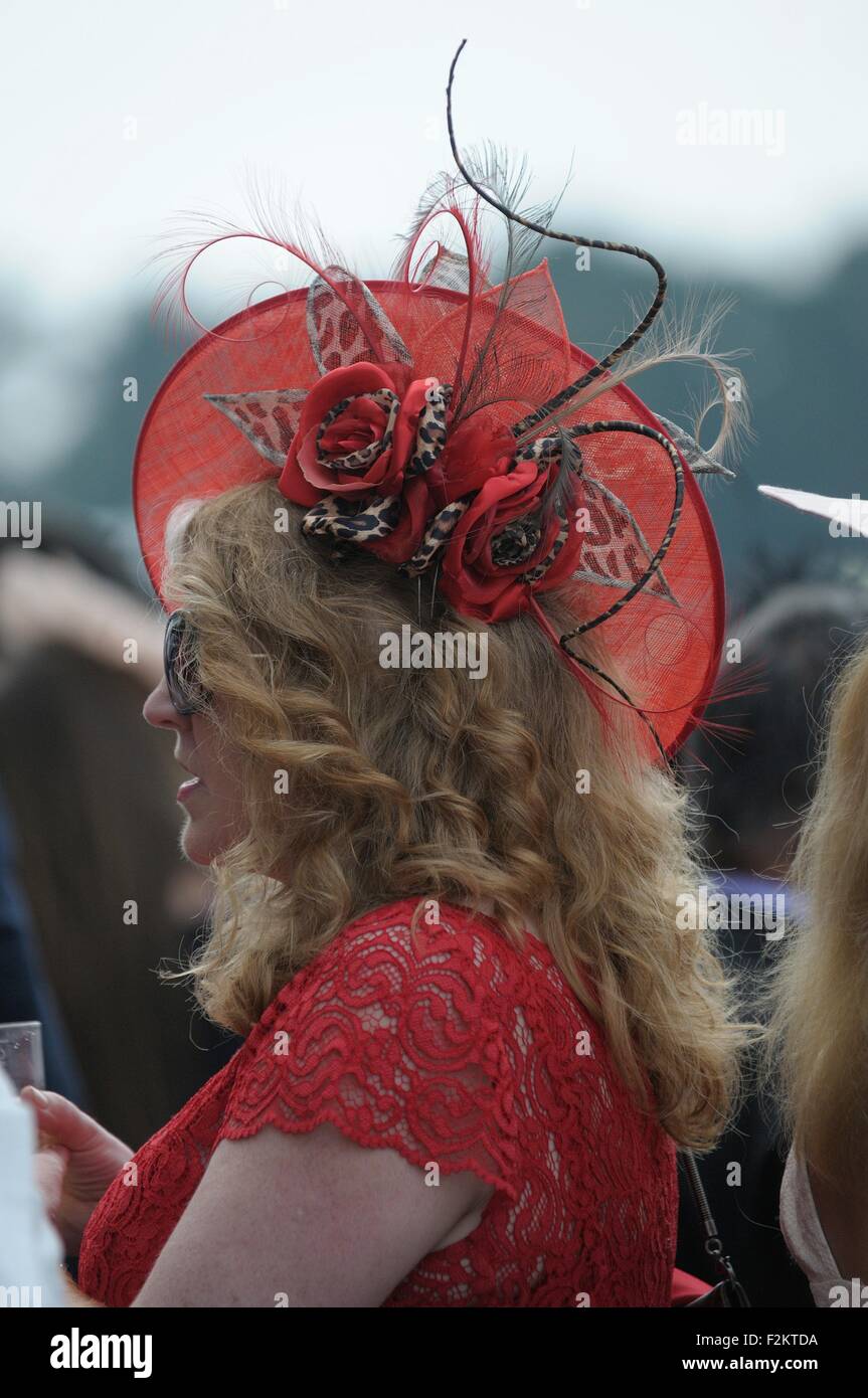 Lady in red hat Stock Photo Alamy