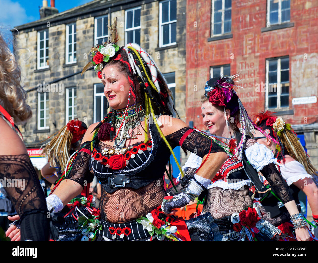 Belly Dancers (the 400 Roses troupe), at the Otley Folk festival, West Yorkshire, England UK Stock Photo