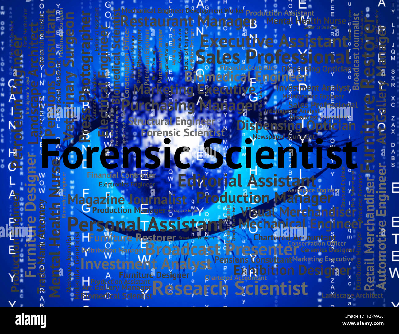 Forensic Scientist Indicating Sciences Occupation And Text Stock Photo Alamy