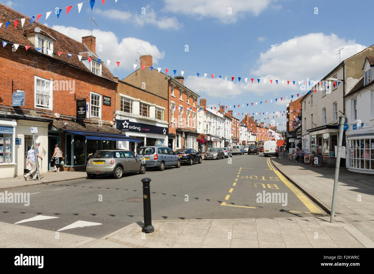 Shops in High Street, Alcester, Warwickshire Stock Photo