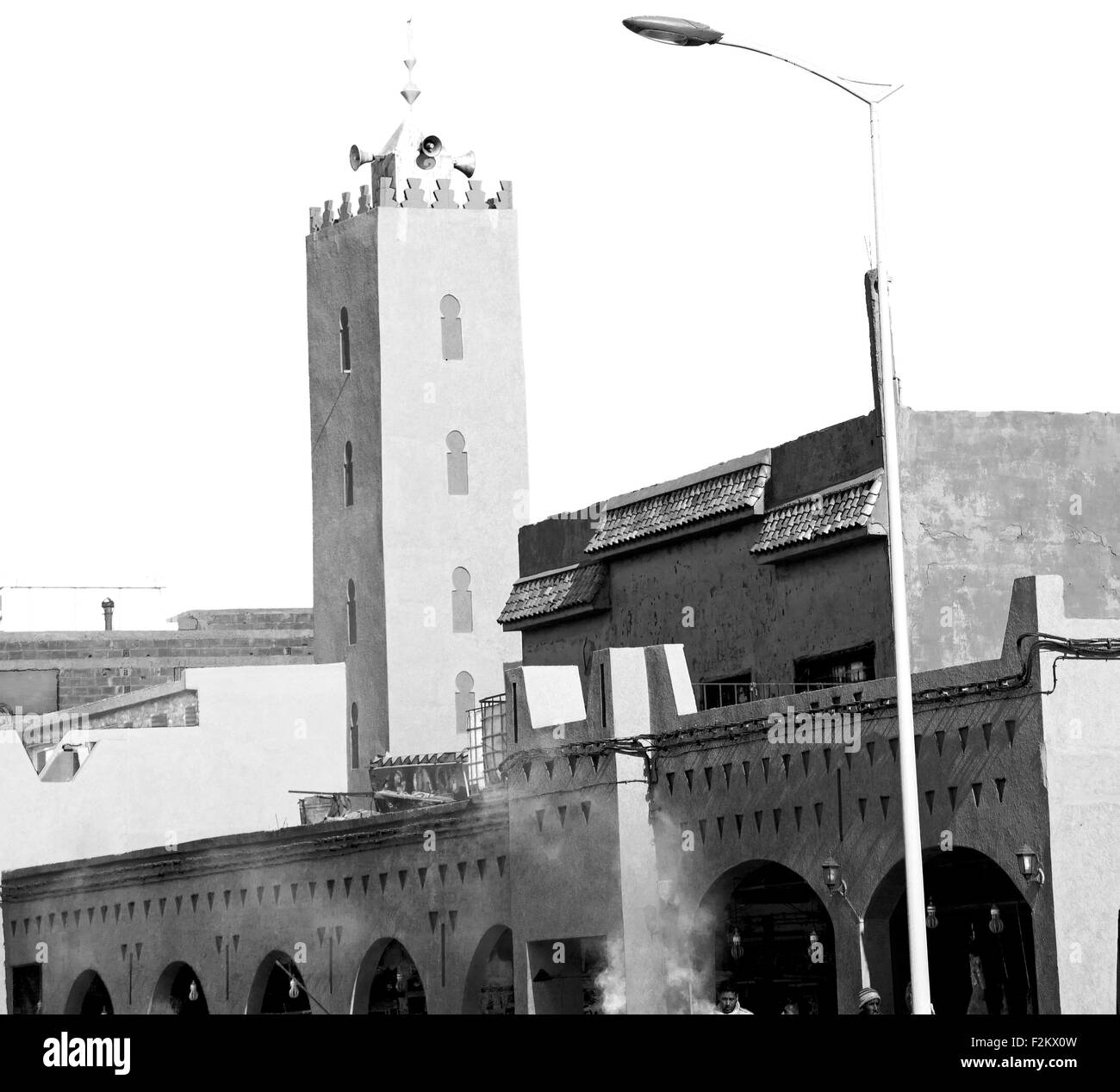 old brick tower in morocco africa village and the sky Stock Photo