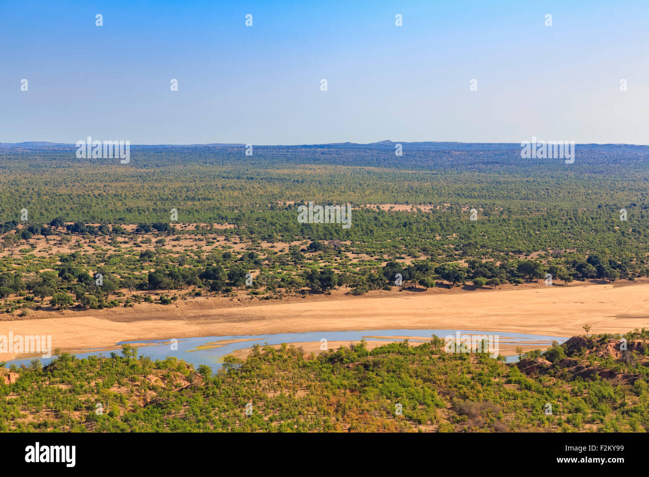 Zimbabwe, Masvingo, Gonarezhou National Park, view to Runde River from Chilojo Cliffs Stock Photo