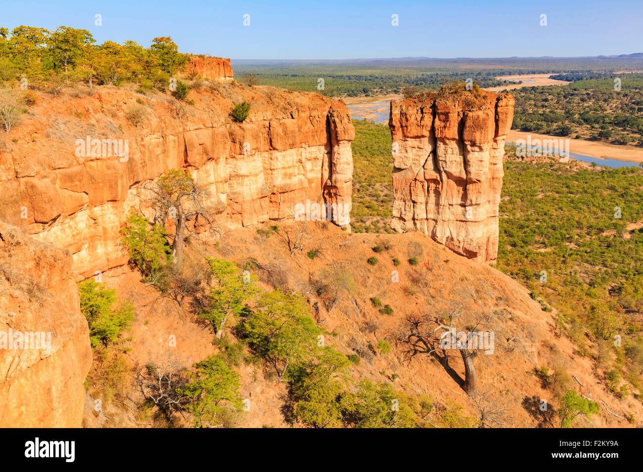 Zimbabwe, Masvingo, Gonarezhou National Park, Runde River and Chilojo Cliffs in the foreground Stock Photo