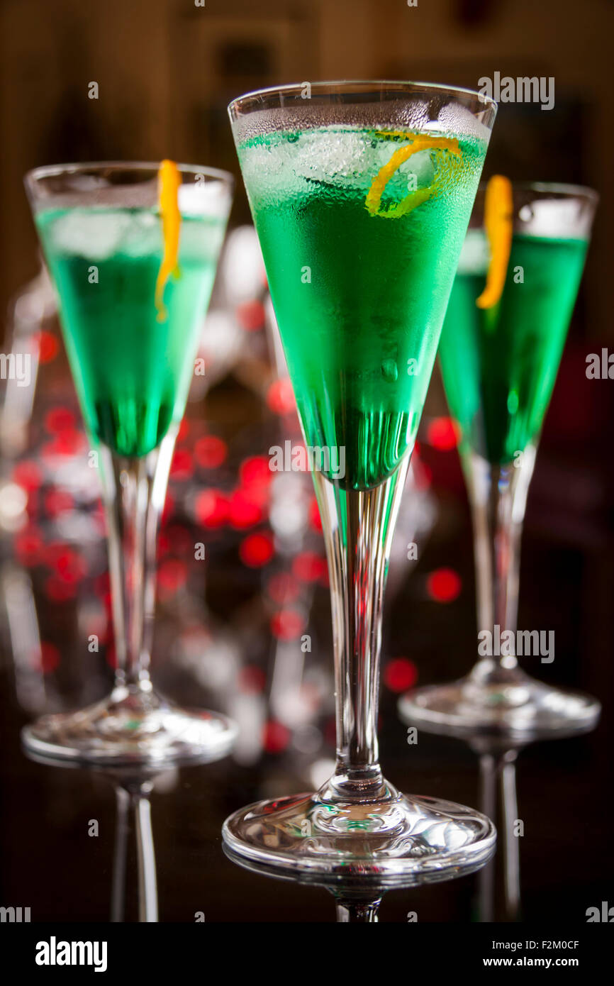 Fresh cocktail with mint liqueur Stock Photo Alamy