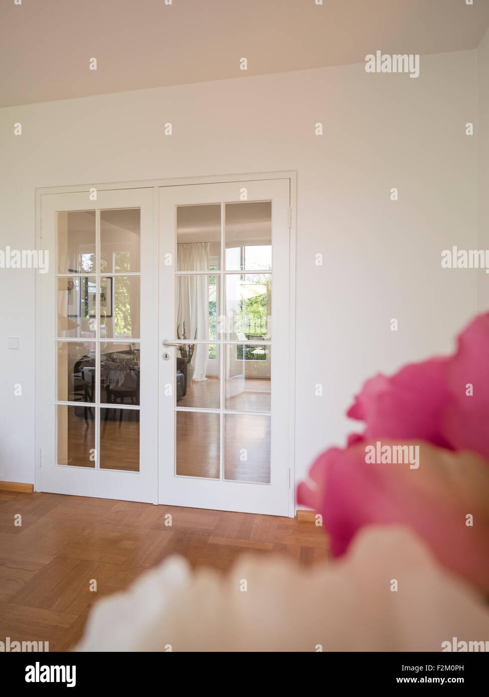 Double glass door in a modern apartment Stock Photo