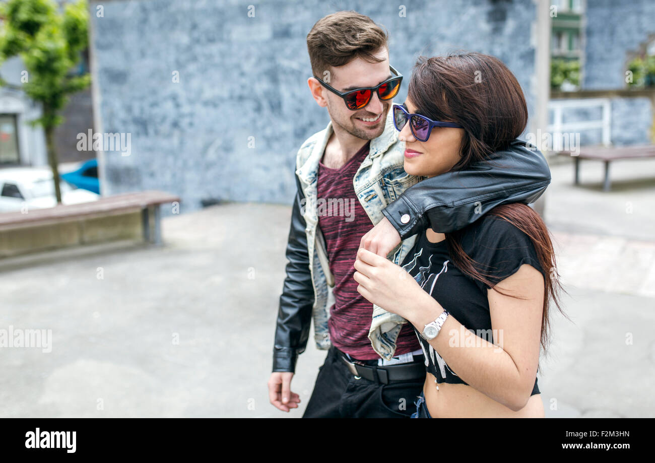 Spain, Gijon, young couple in love Stock Photo