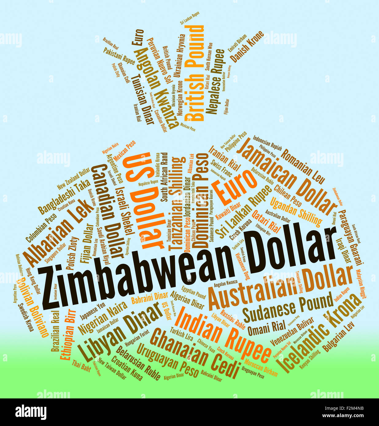 Zimbabwean Dollar Meaning Foreign Currency And Wordcloud Stock Photo