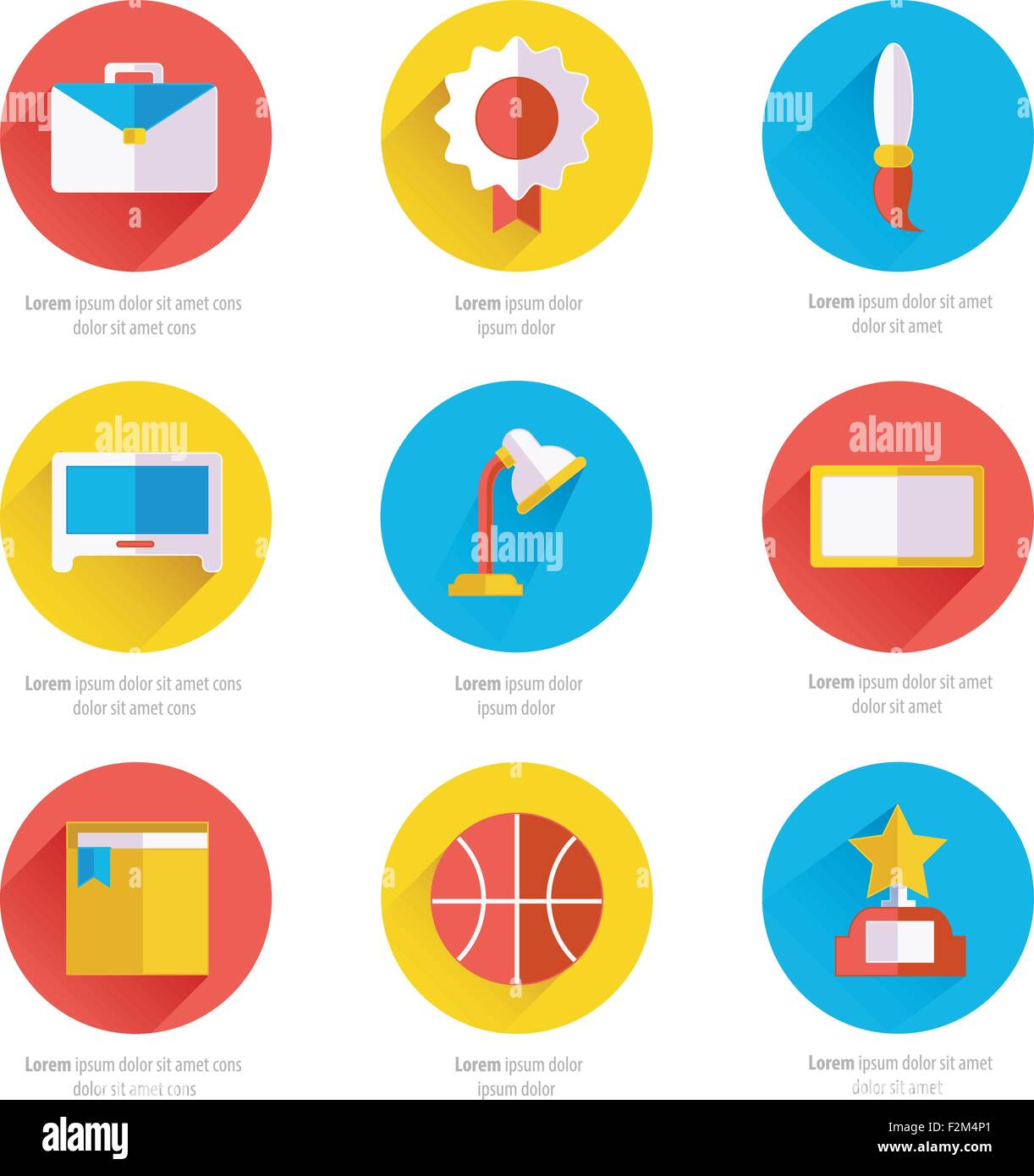Set of flat school and education icons set Stock Vector Image & Art - Alamy