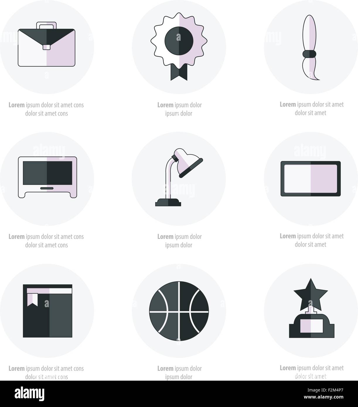 Set of flat school and education icons set black and white color Stock ...