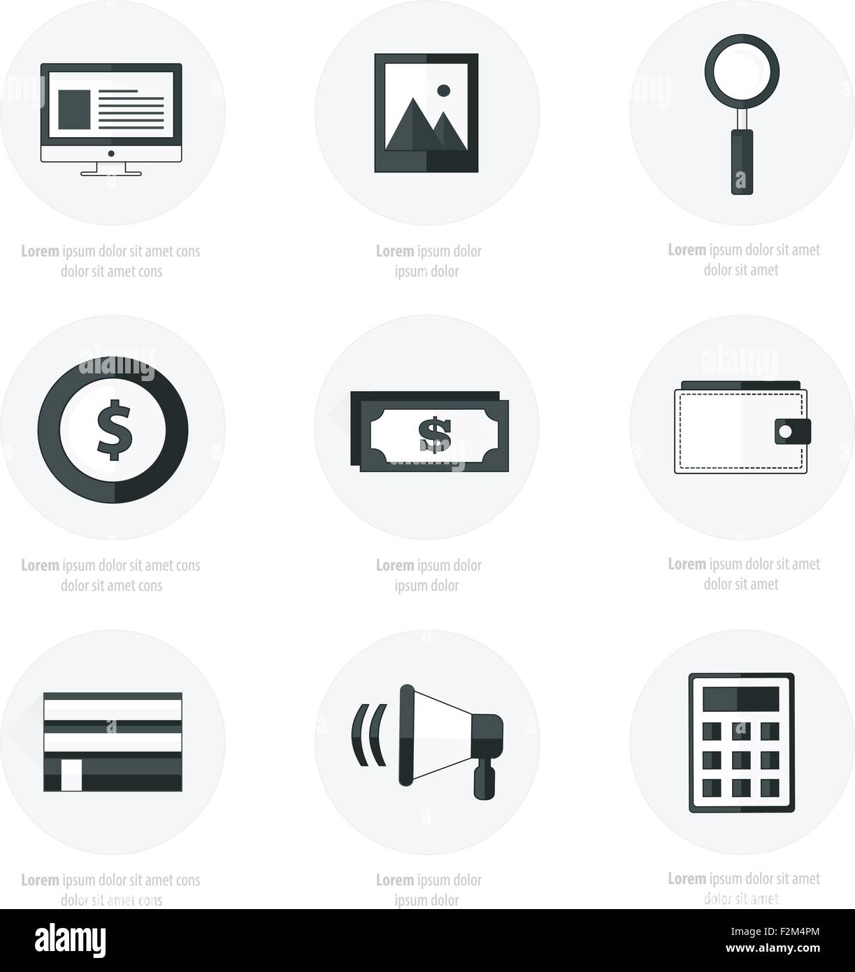 Set of flat design icons black color styles Stock Vector Image & Art ...