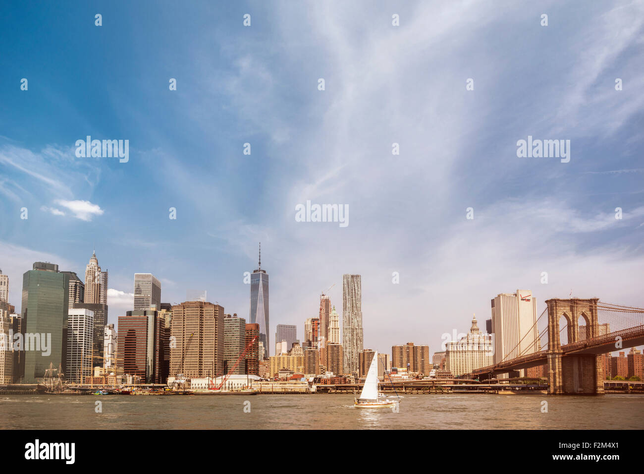 USA, New York City, View of Manhattan skyline and East River Stock ...