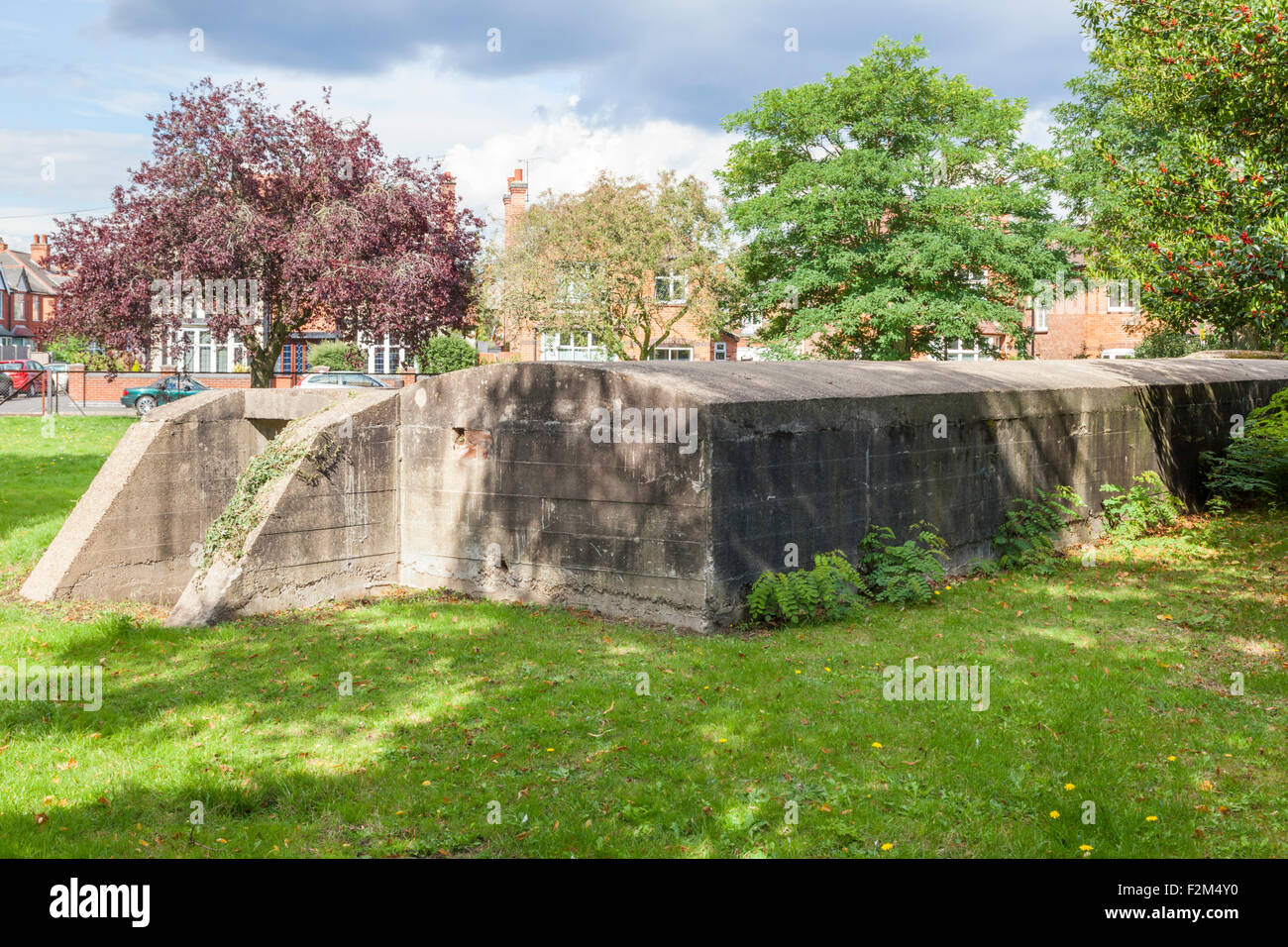 World War II air raid shelter, B34TYB, in a residential area at West Bridgford, Nottinghamshire, England, UK Stock Photo