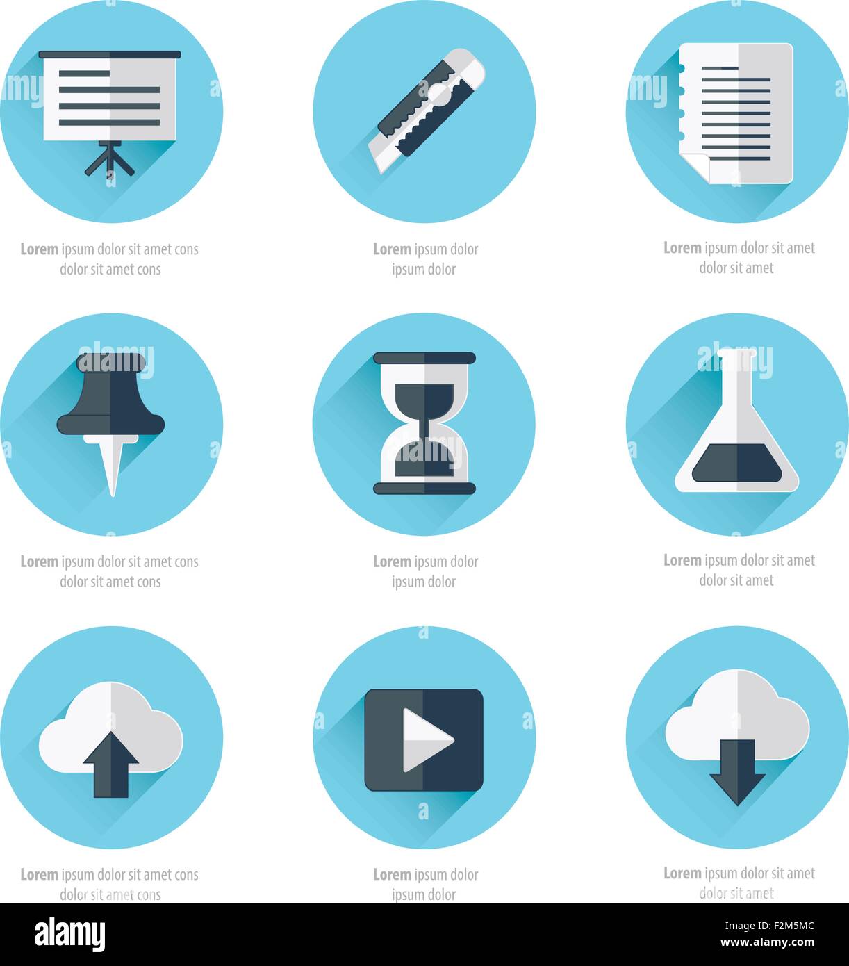 Office icons flat design blue color Stock Vector Image & Art - Alamy