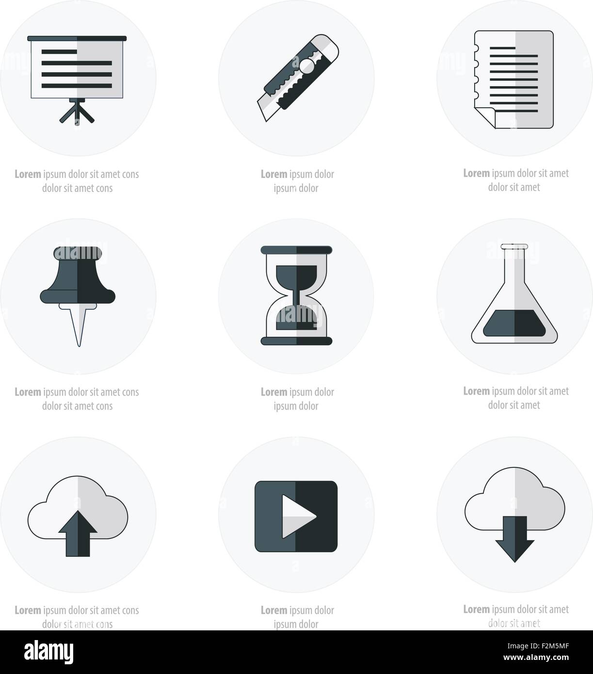 Office icons flat design black and white color Stock Vector Image & Art ...