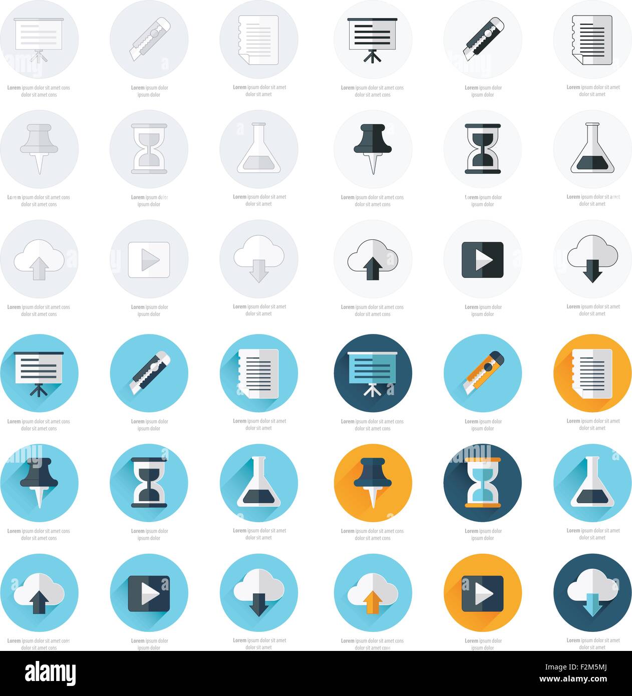 Office icons flat design set Stock Vector Image & Art - Alamy