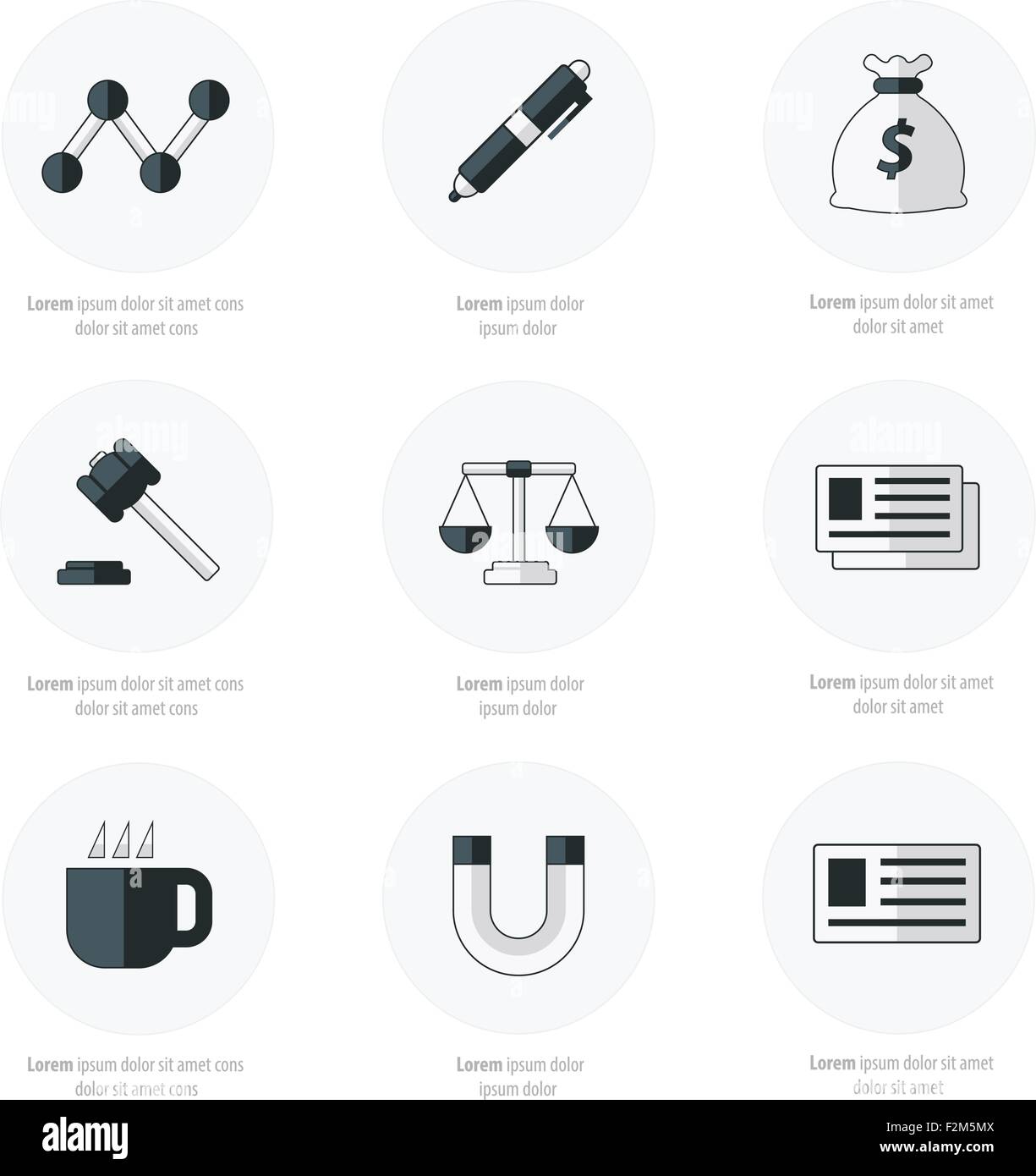Office icons flat design Black and white color Stock Vector Image & Art ...