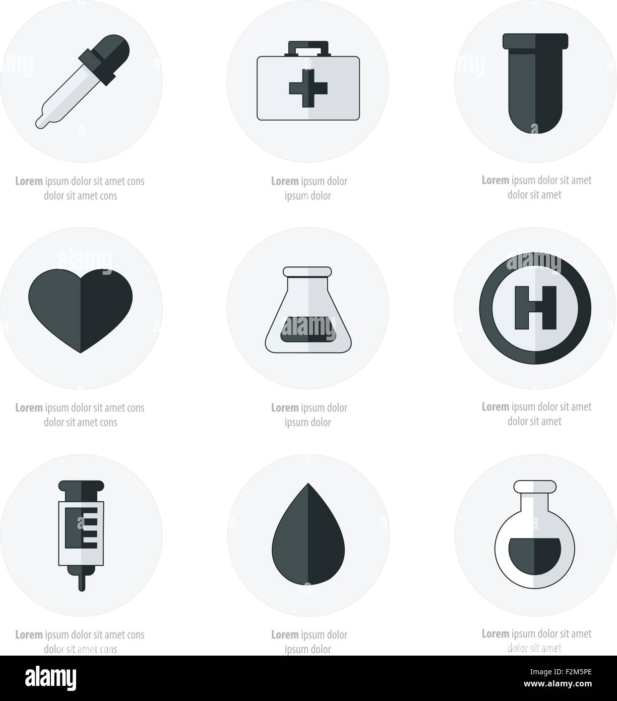 medical Flat Icons Design black and white color Stock Vector Image ...