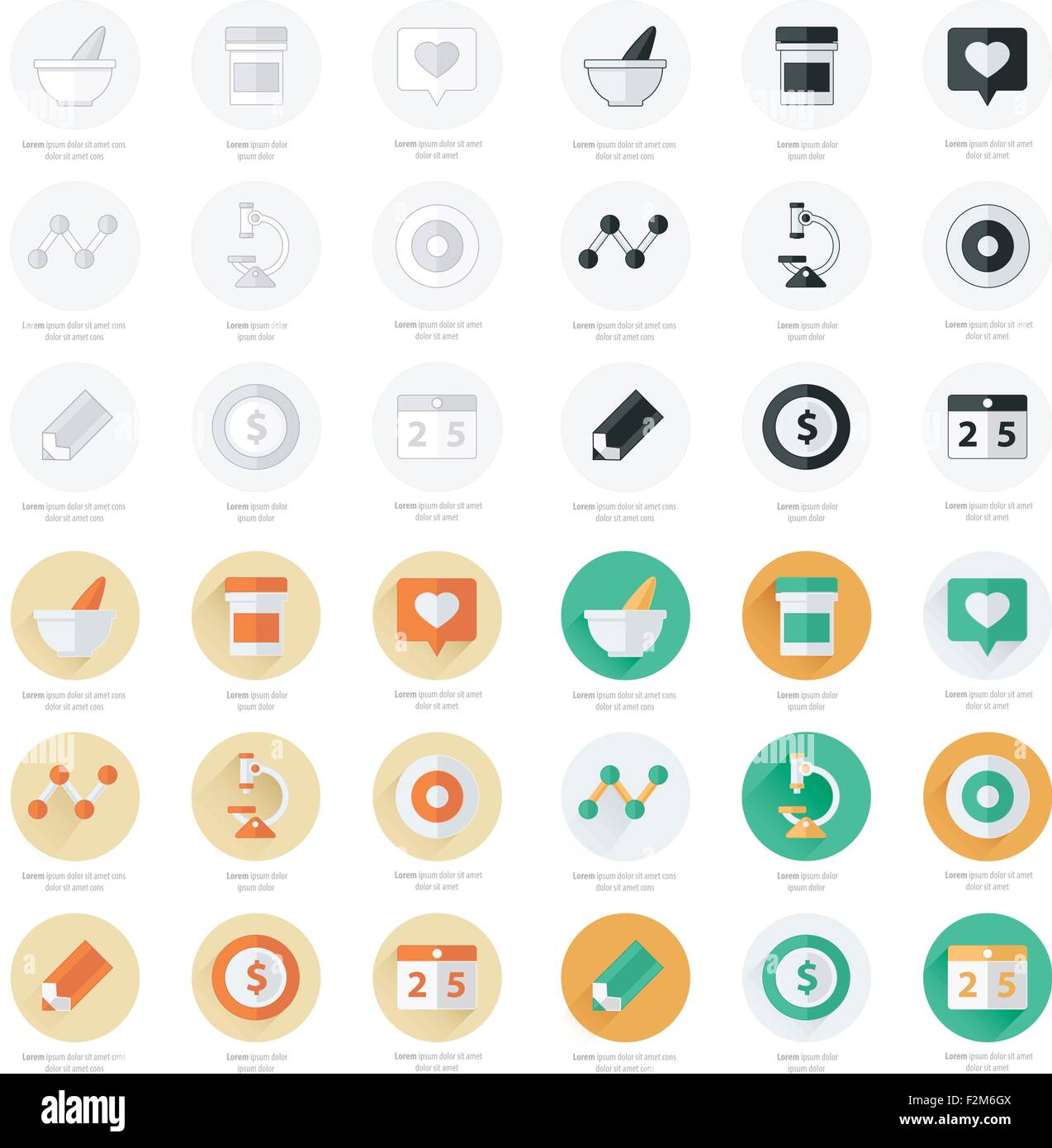 Flat icons set of medical tools and health care set Stock Vector Image ...