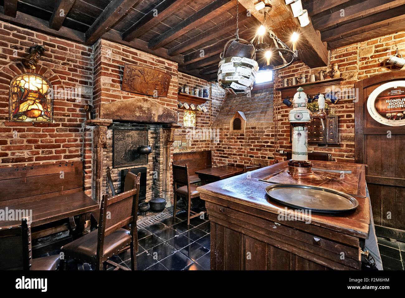 Old section of the ancient history of beer in the brewery museum in the