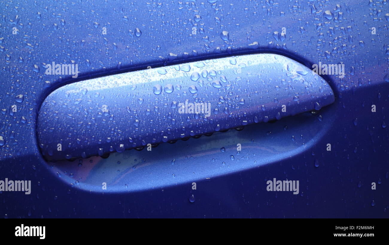 Blue Car Door Handle Stock Photo Alamy