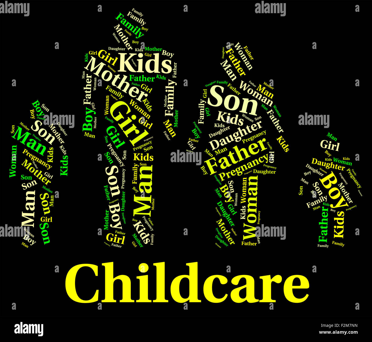Childcare Word Meaning Looking After And Nanny Stock Photo
