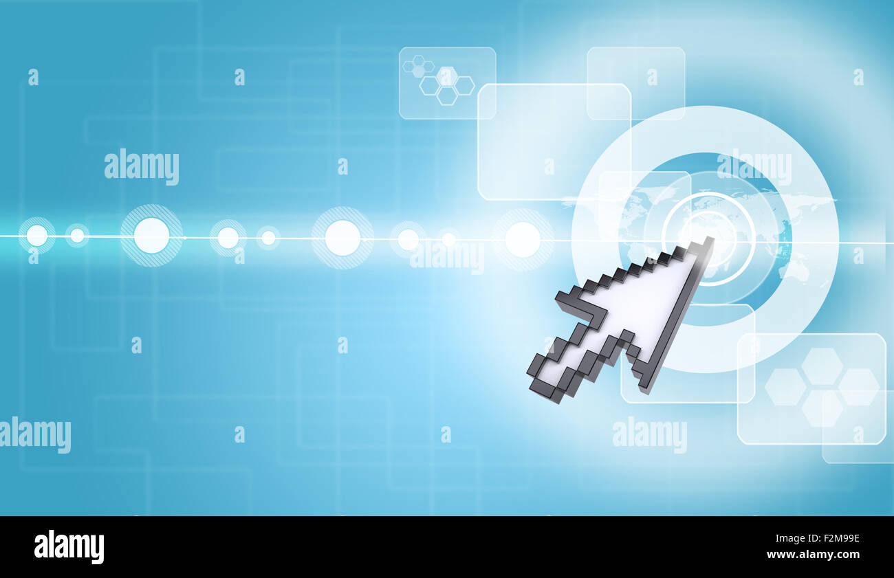 Cursor pressing on virtual screen, close up view Stock Photo - Alamy