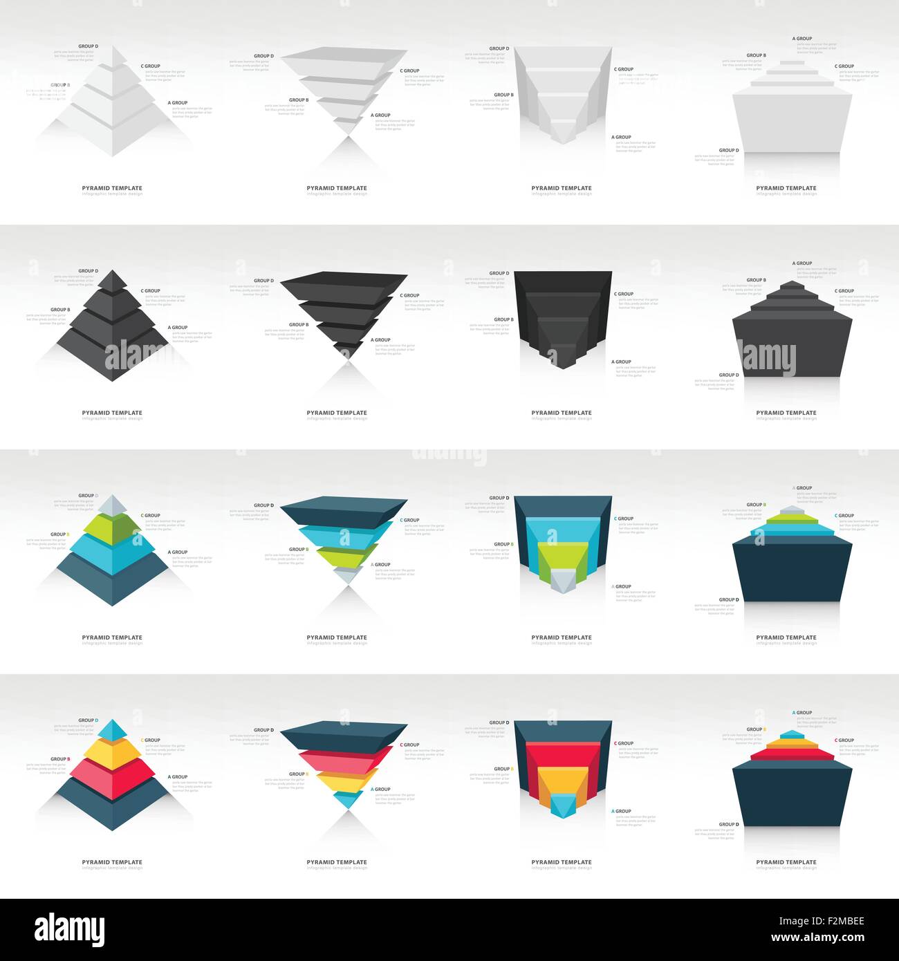 pyramid upside down infographic template set 16 in 1 Stock Vector Image ...