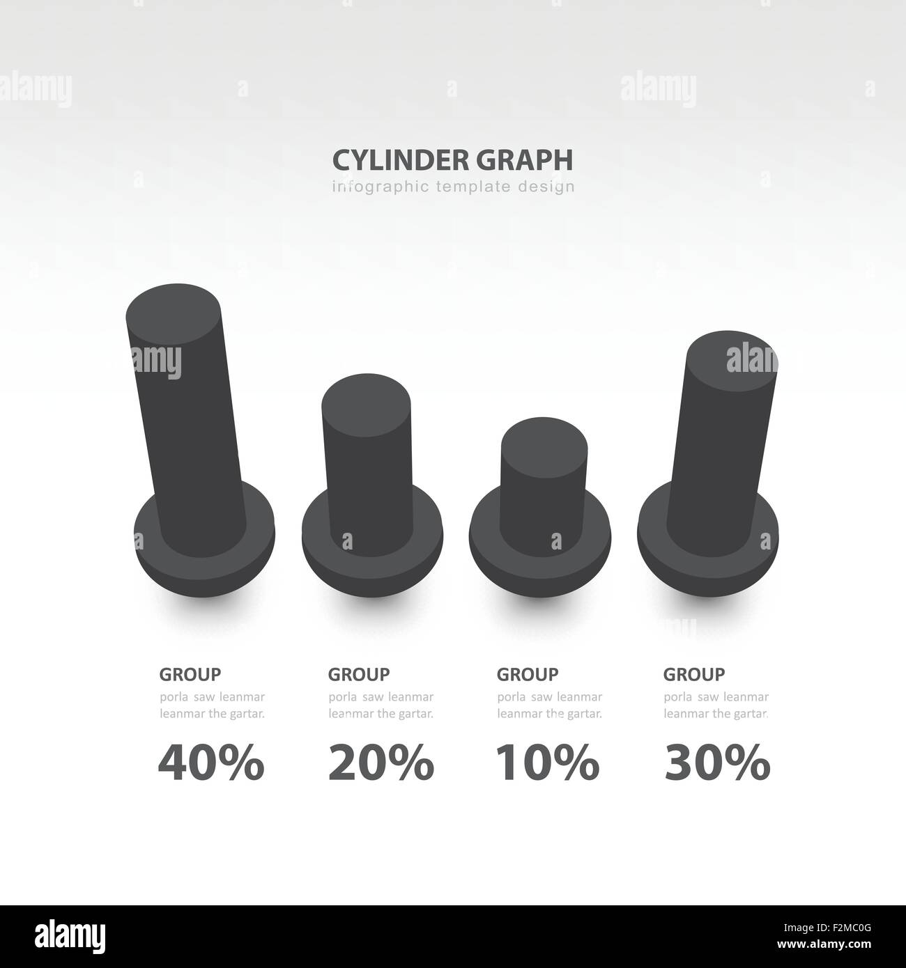cylinder infographic 3d graph template black color balance Stock Vector ...