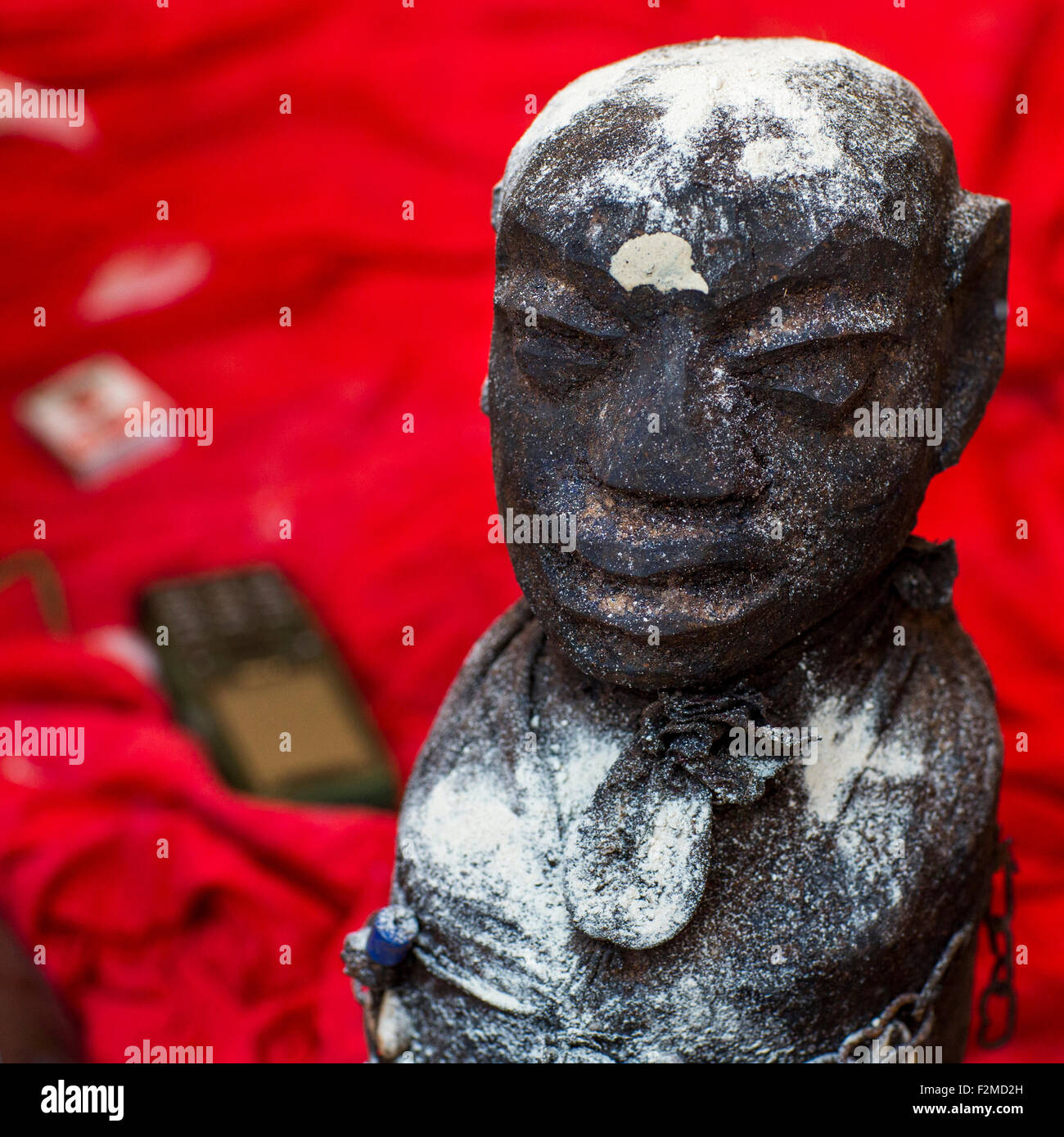 Benin, West Africa, Bonhicon, statue covered with blood during a voodoo ceremony Stock Photo