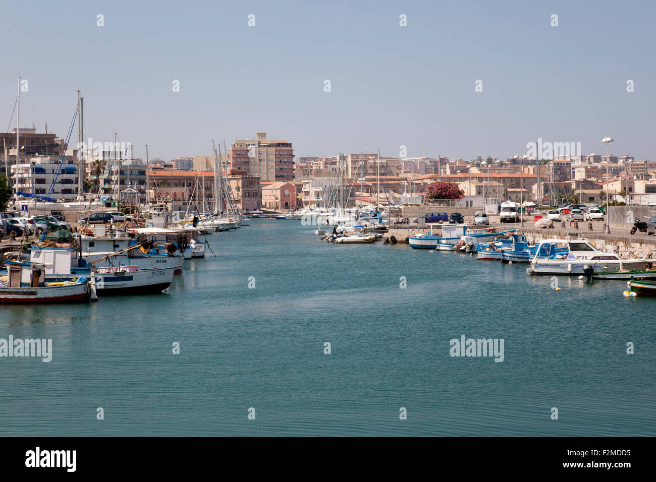 Ortygia harbour, Syracuse, Sicily, Italy Stock Photo