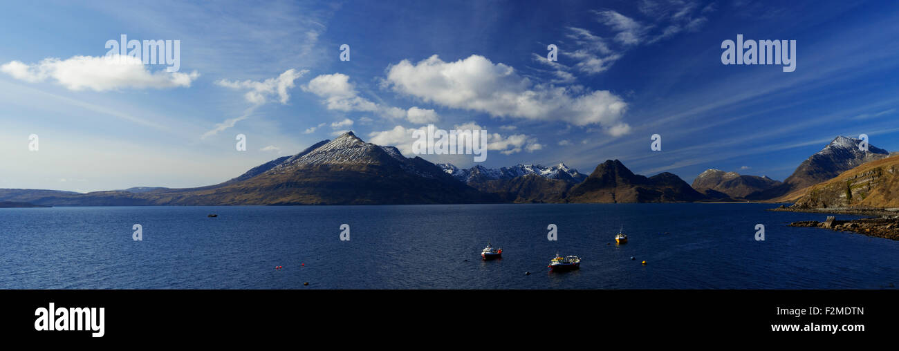 A view from near the village of Elgol towards the Cuillin hills Stock Photo