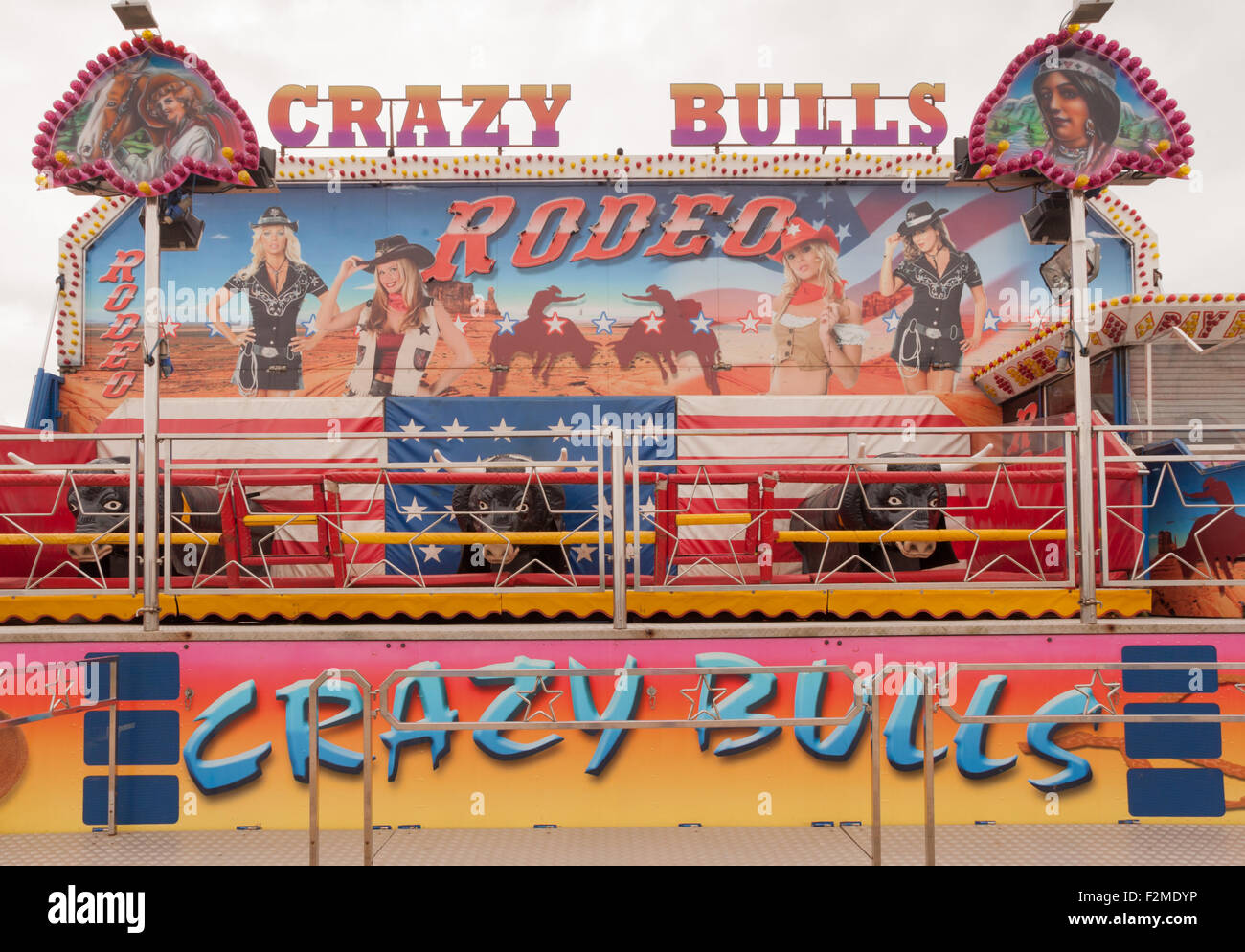 'Crazy Bulls' rodeo ride at a funfair in Dorset UK Stock Photo - Alamy